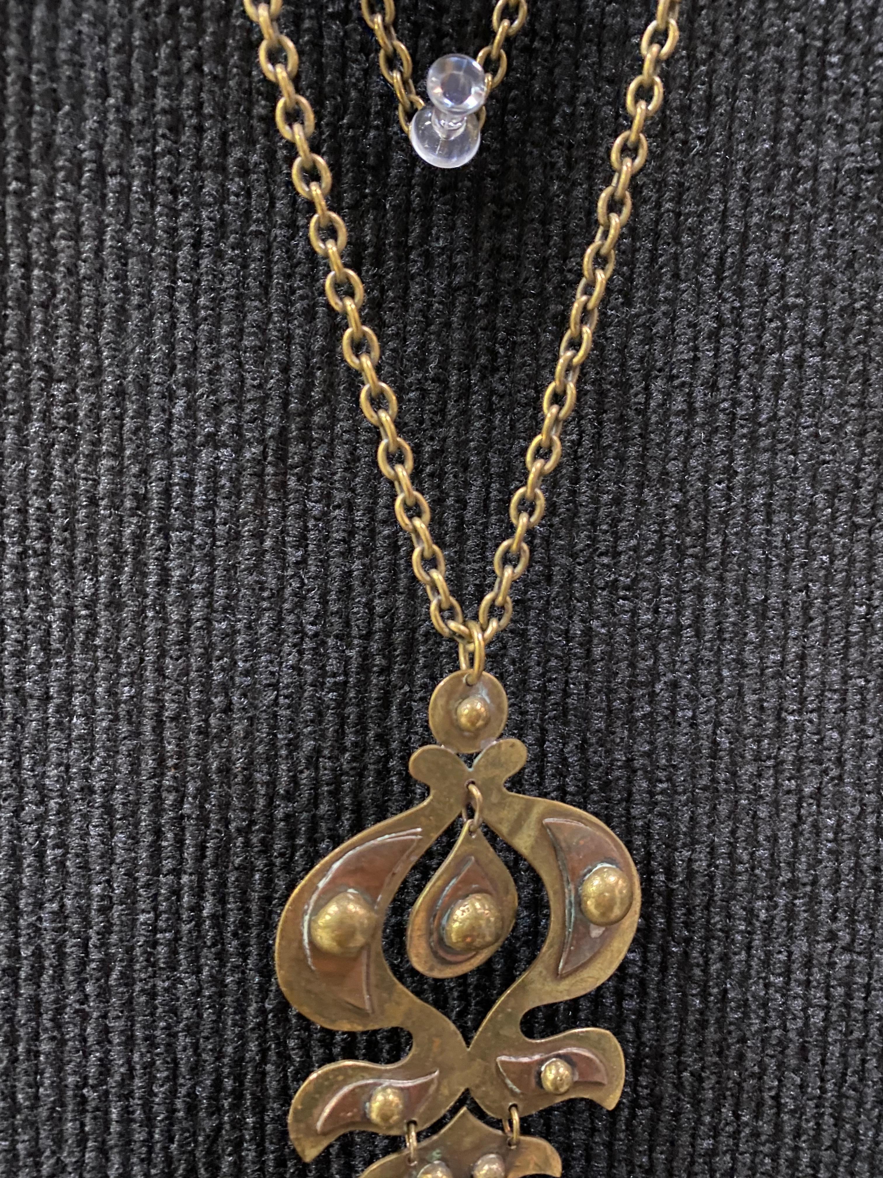 Brass 1960-1970 Finland Seppo Tamminen Merkkikeskus Sorsa Necklace In Good Condition For Sale In Orimattila, FI