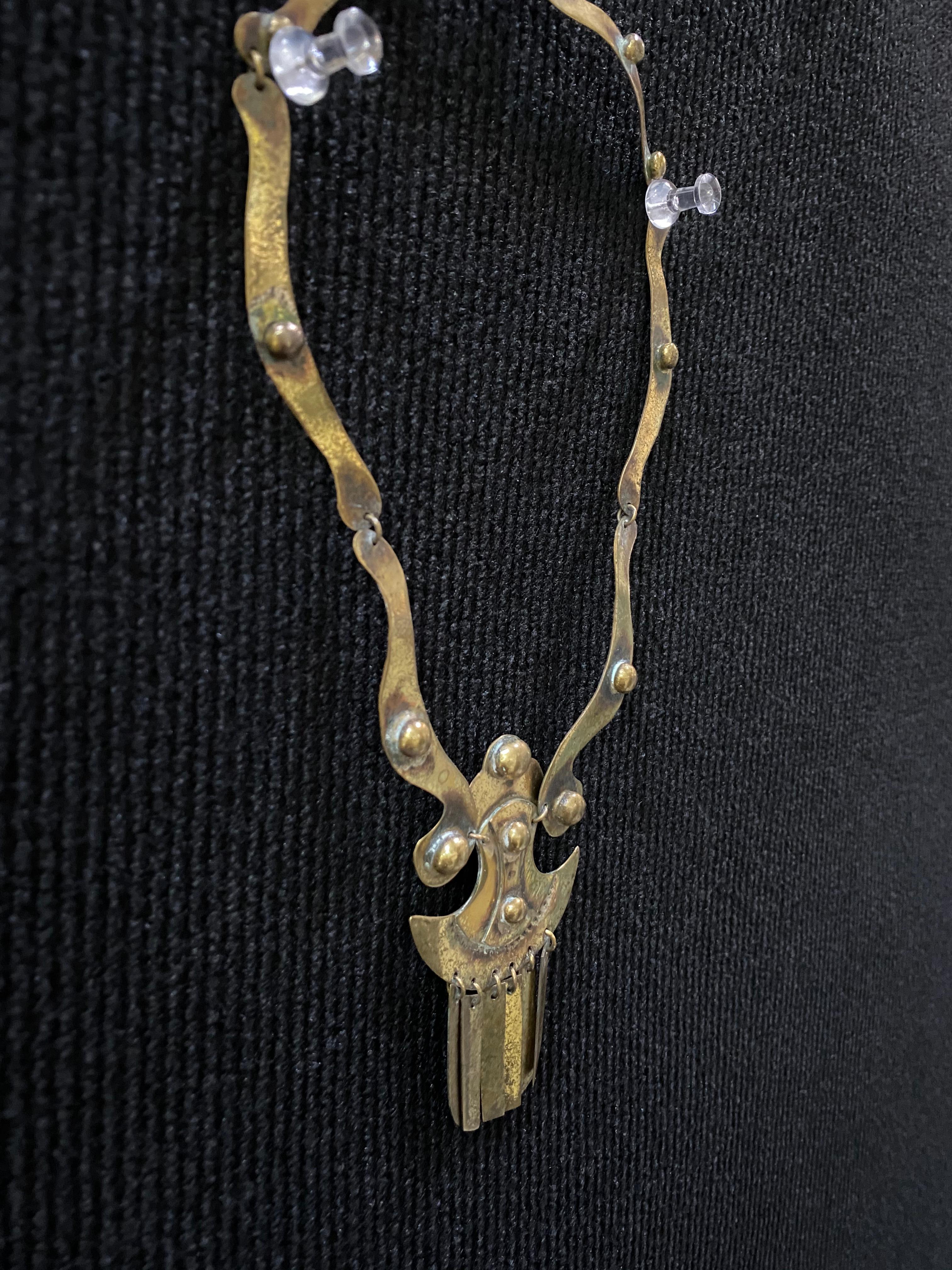 Women's or Men's Brass 1960-1970 Finland Seppo Tamminen Merkkikeskus Sorsa Necklace For Sale