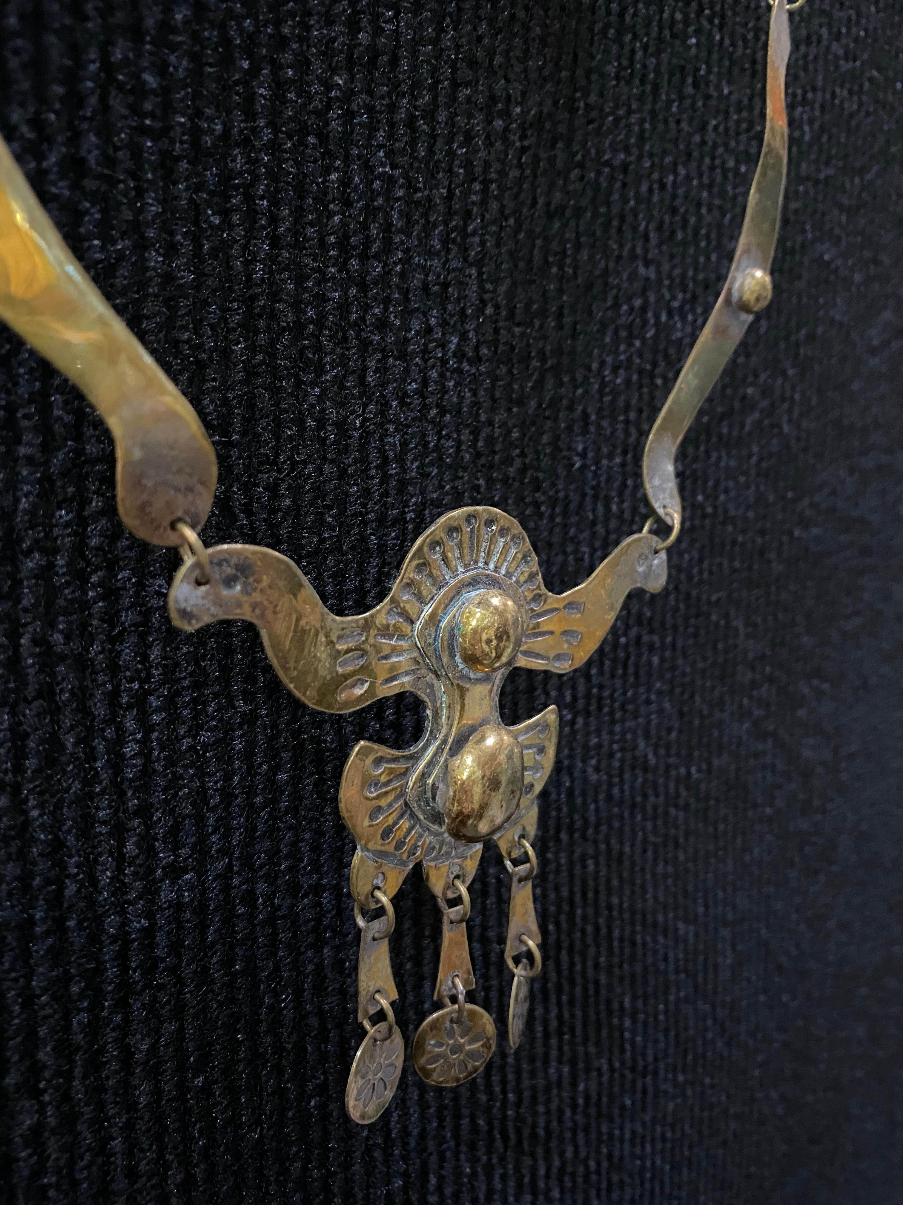 Women's or Men's Brass 1960-1970 Finland Seppo Tamminen Merkkikeskus Sorsa Necklace For Sale