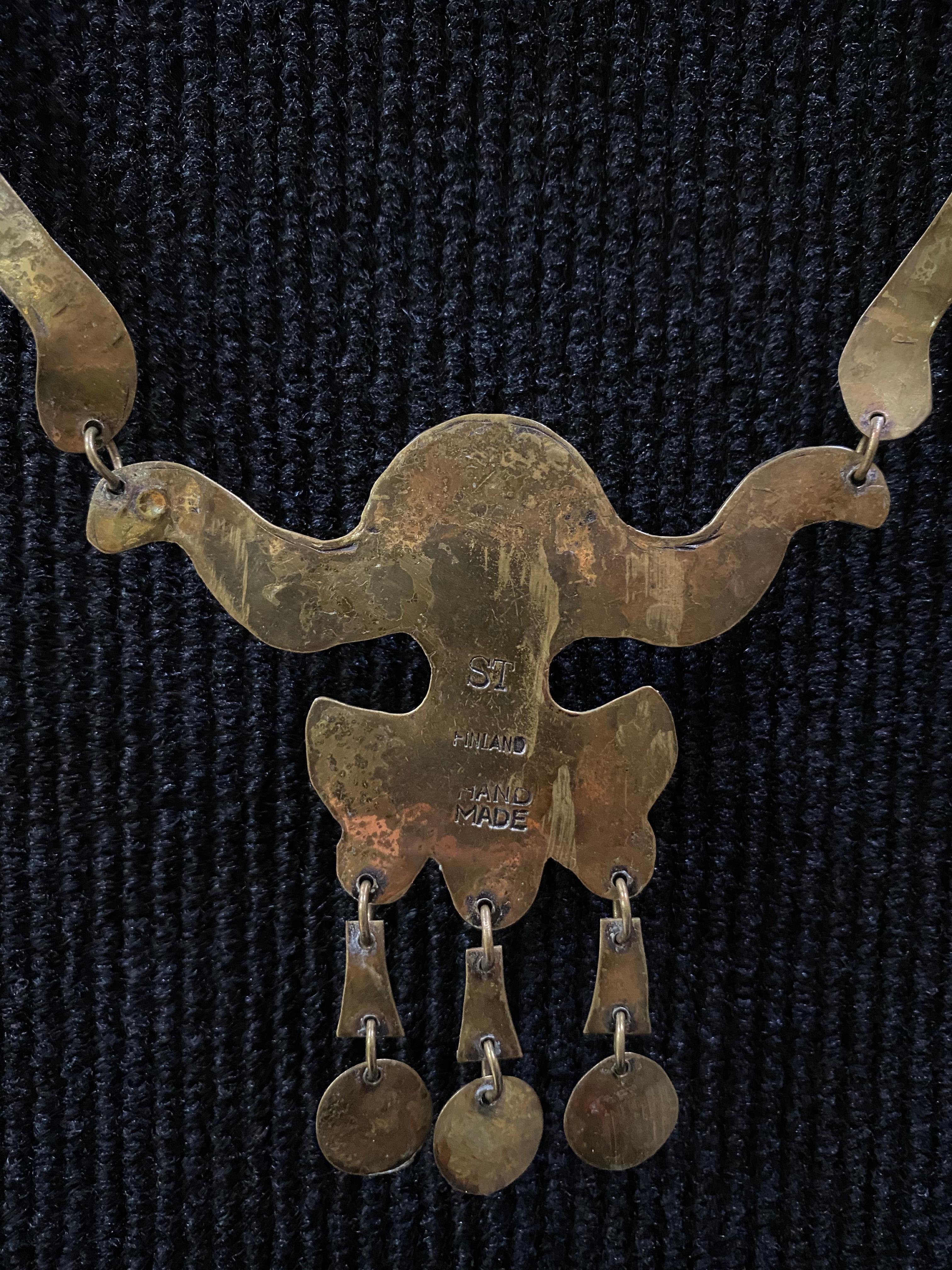Brass 1960-1970 Finland Seppo Tamminen Merkkikeskus Sorsa Necklace For Sale 1