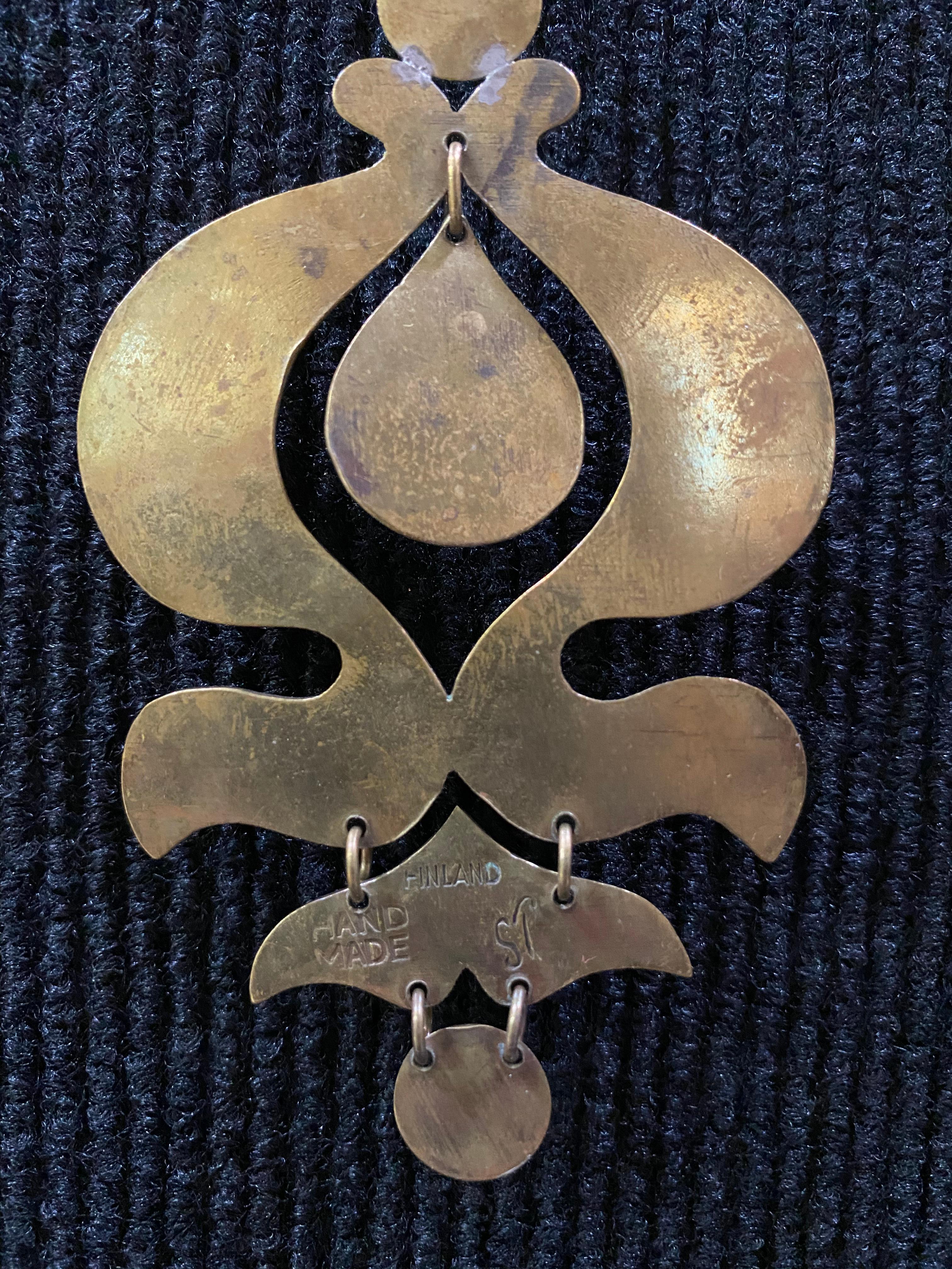 Brass 1960-1970 Finland Seppo Tamminen Merkkikeskus Sorsa Necklace For Sale 1