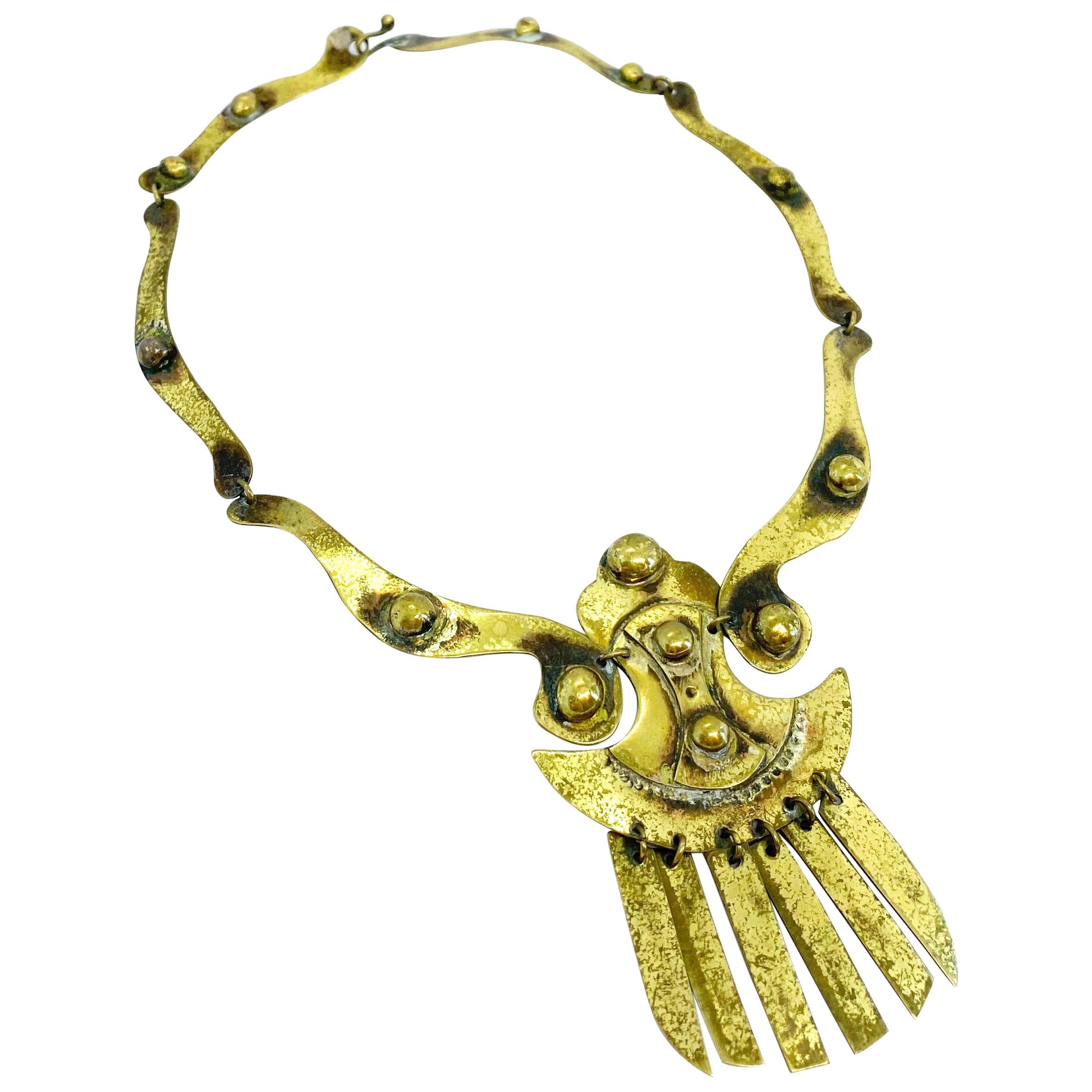 Brass 1960-1970 Finland Seppo Tamminen Merkkikeskus Sorsa Necklace