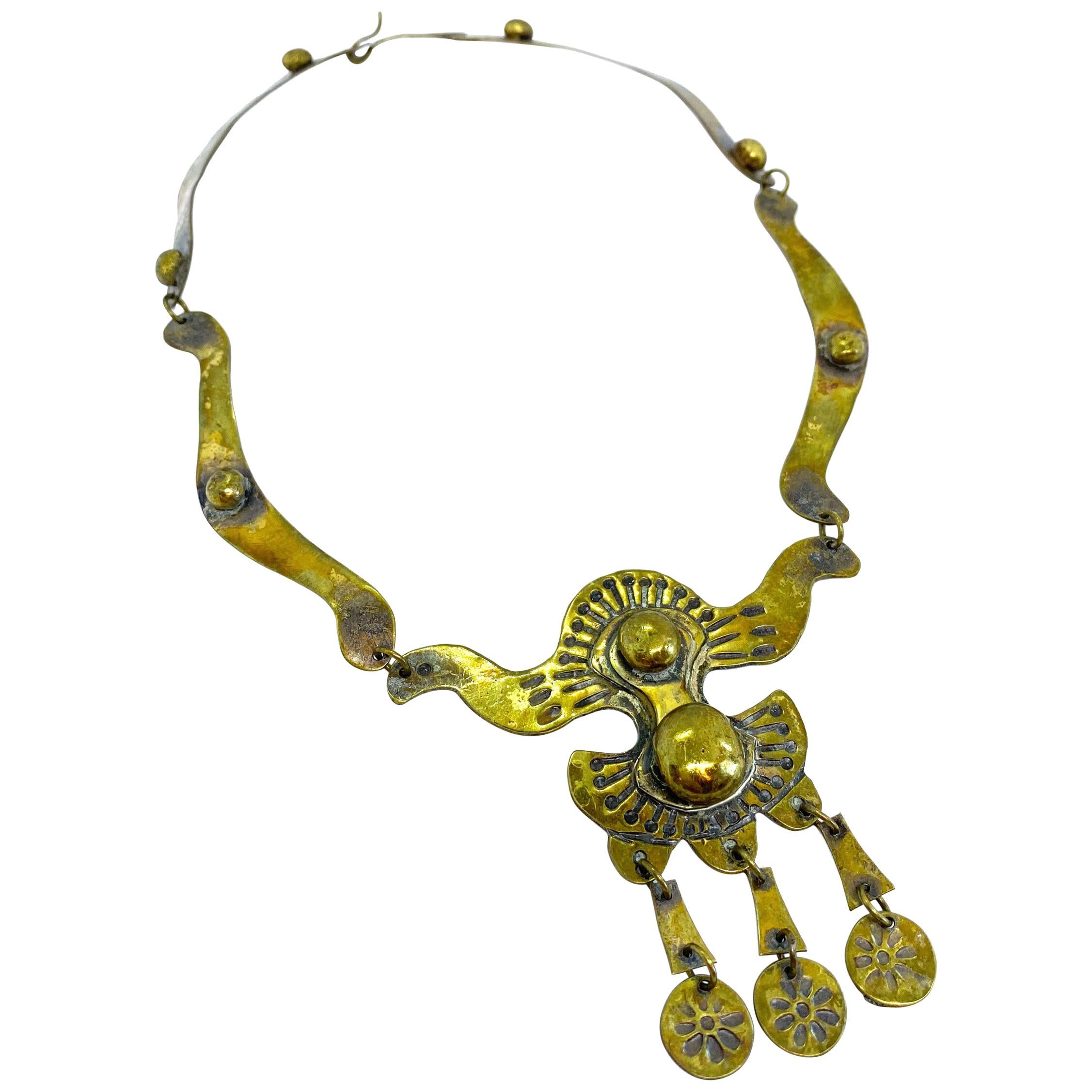 Brass 1960-1970 Finland Seppo Tamminen Merkkikeskus Sorsa Necklace