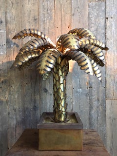 Brass 1960s Maison Jansen Palm Tree Table Lamp, Wonderful Condition