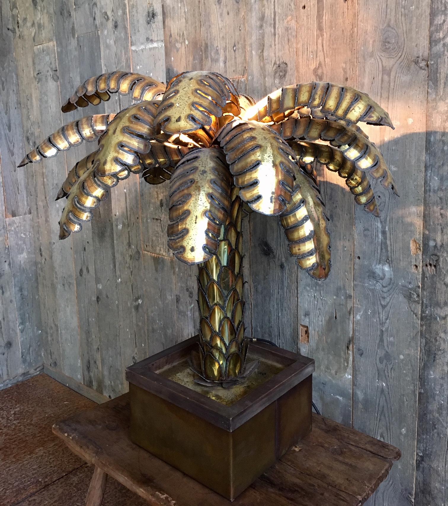 Hollywood Regency Brass 1960s Maison Jansen Palm Tree Table Lamp, Wonderful Condition