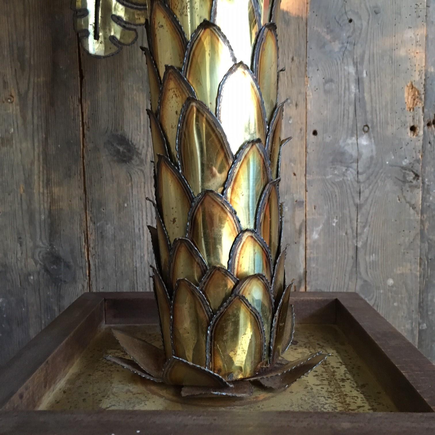Brass 1960s Maison Jansen Palm Tree Table Lamp, Wonderful Condition In Good Condition In Baambrugge, NL