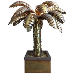 Brass 1960s Maison Jansen Palm Tree Table Lamp, Wonderful Condition