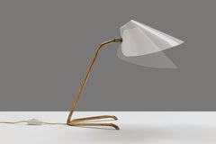 Brass Table Lamp with Folded Acrylic Shade, Attr. Kalmar, Austria