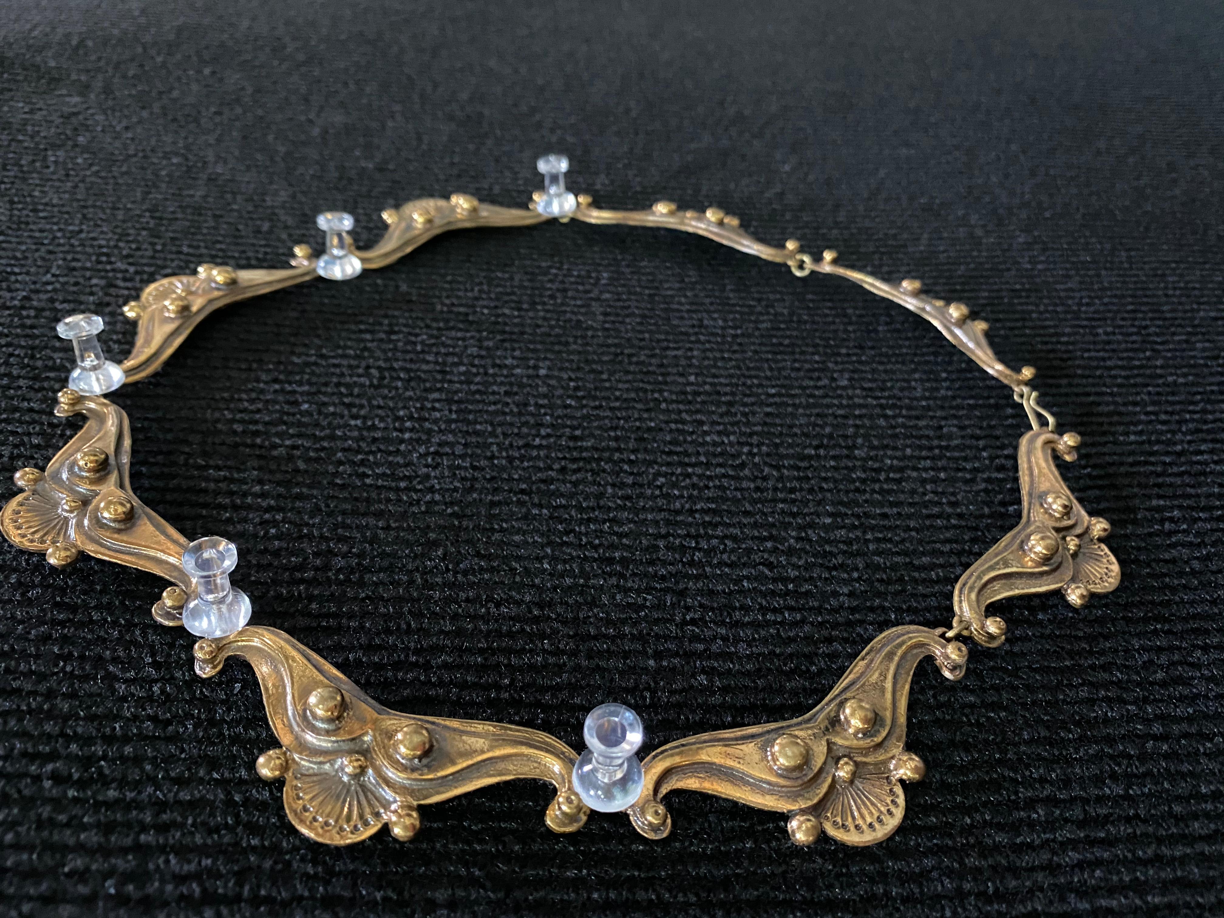 Women's or Men's Brass 1970 Finland Seppo Tamminen Necklace For Sale