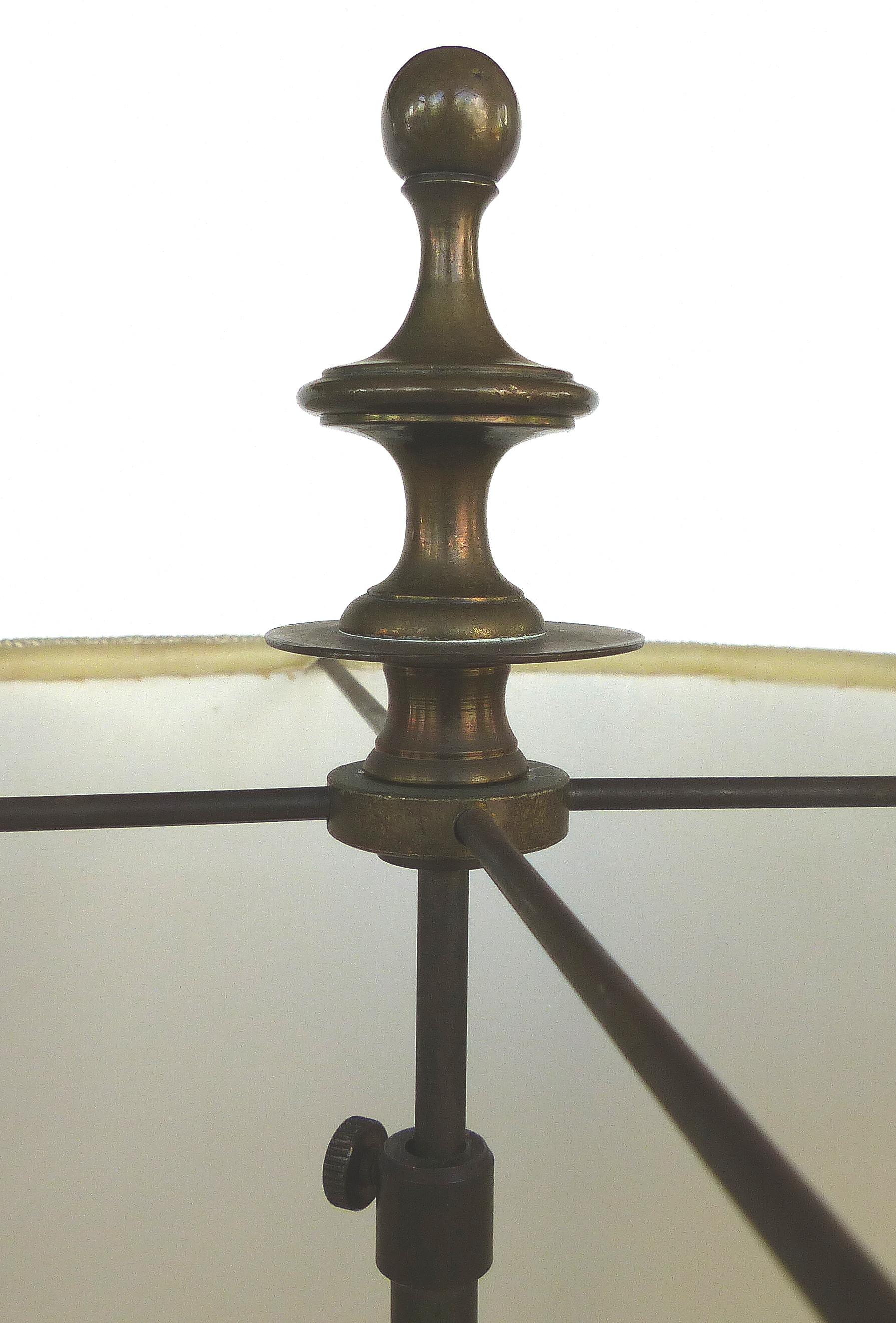 Brass 19th Century Candelabra Mounted as a Table Lamp, Including a String Shade In Good Condition In Miami, FL