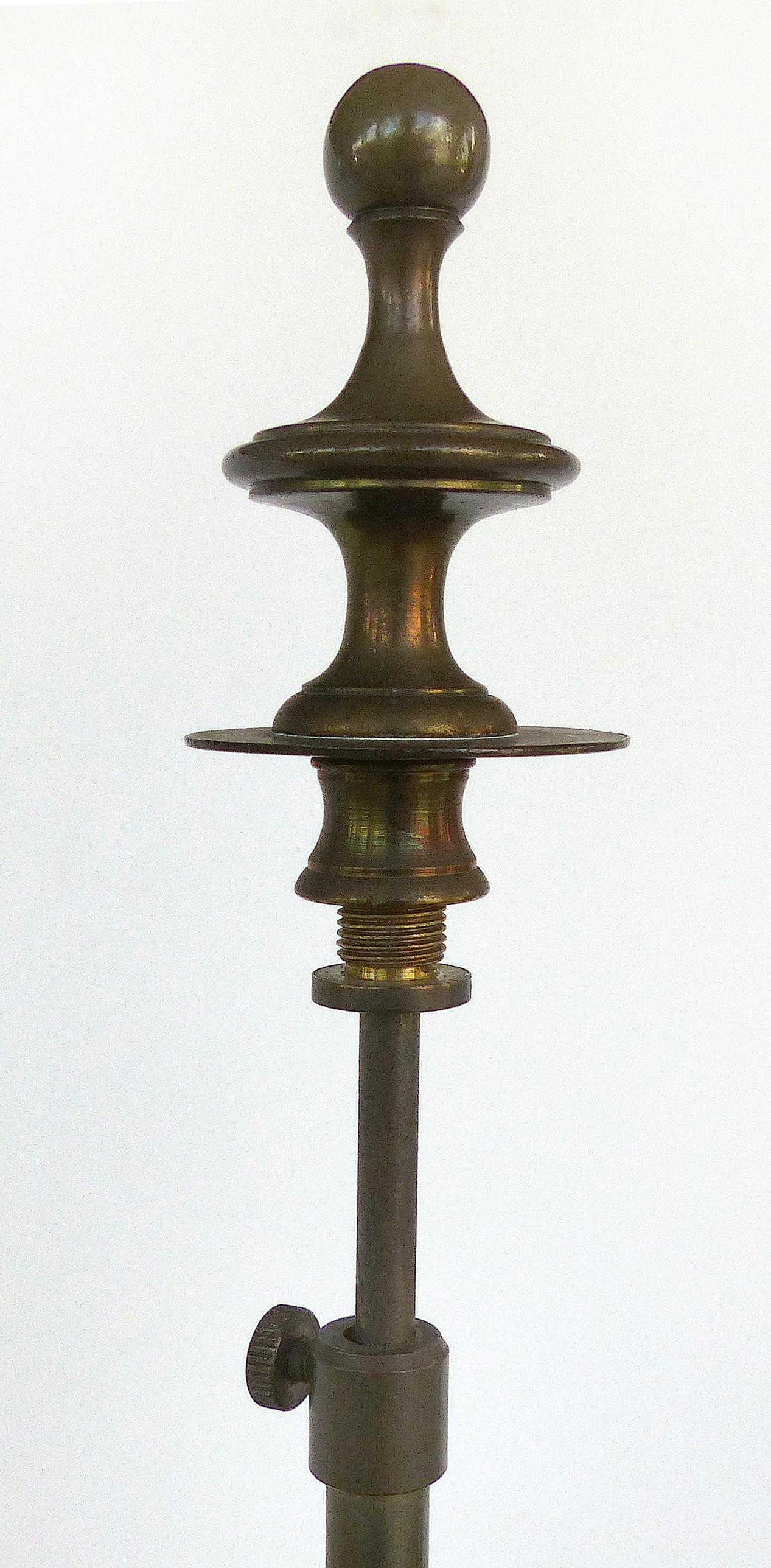 Brass 19th Century Candelabra Mounted as a Table Lamp, Including a String Shade For Sale 4
