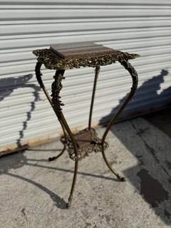 Brass 2 Tiered Granite Top Plant Stand