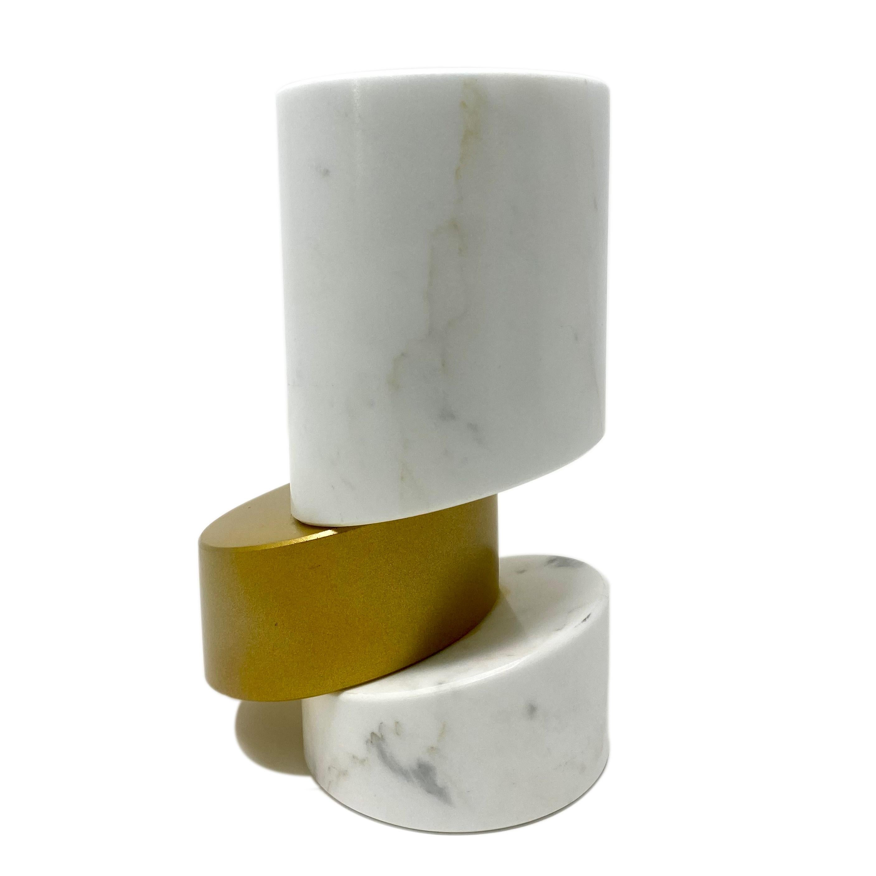 Modern Brass, 21th Century Calacatta Oro Marble Vase For Sale