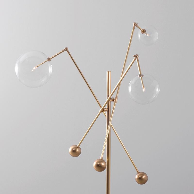 Modern Milan 3 Arms Brass Floor Lamp by Schwung