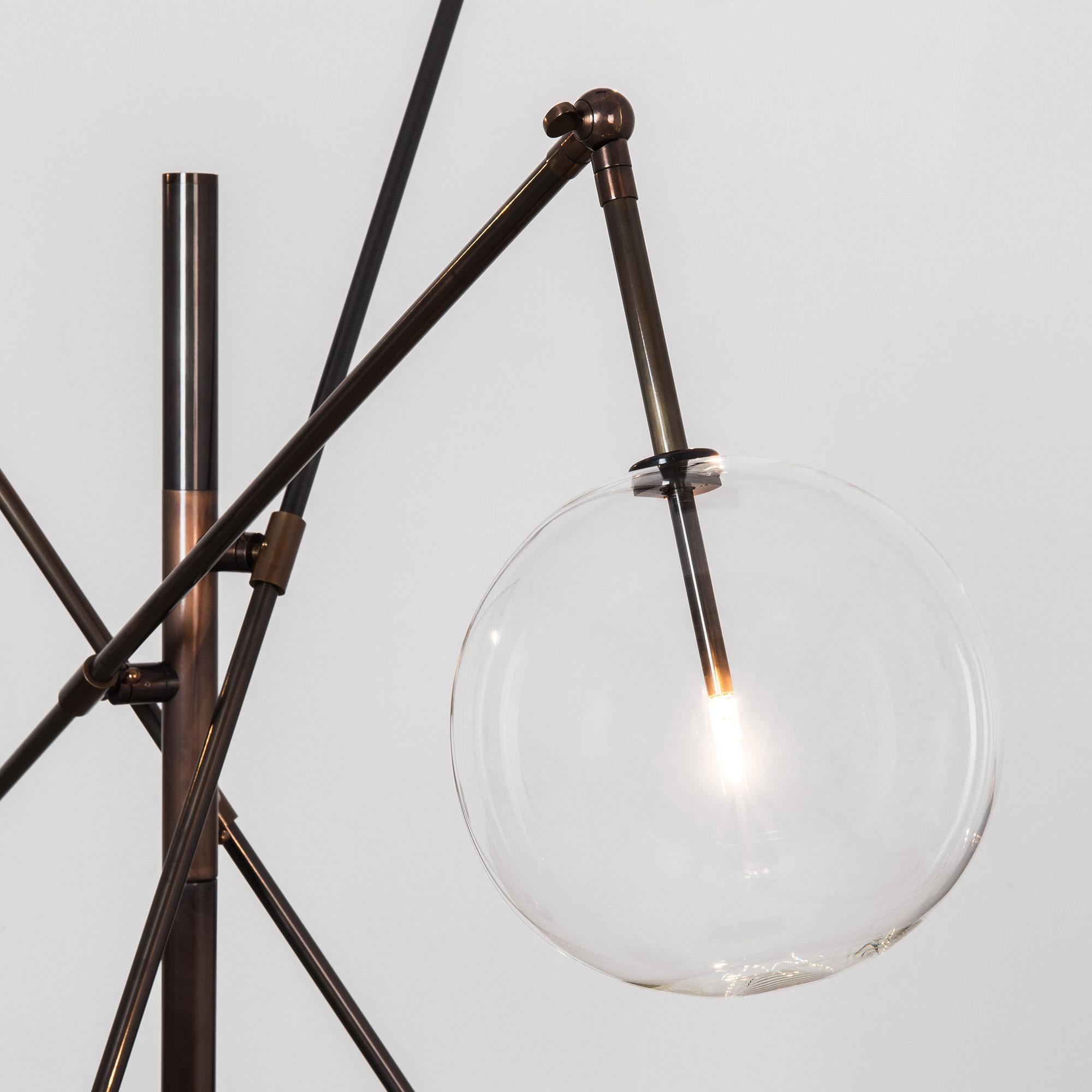 Contemporary Milan 3 Arms Brass Floor Lamp by Schwung