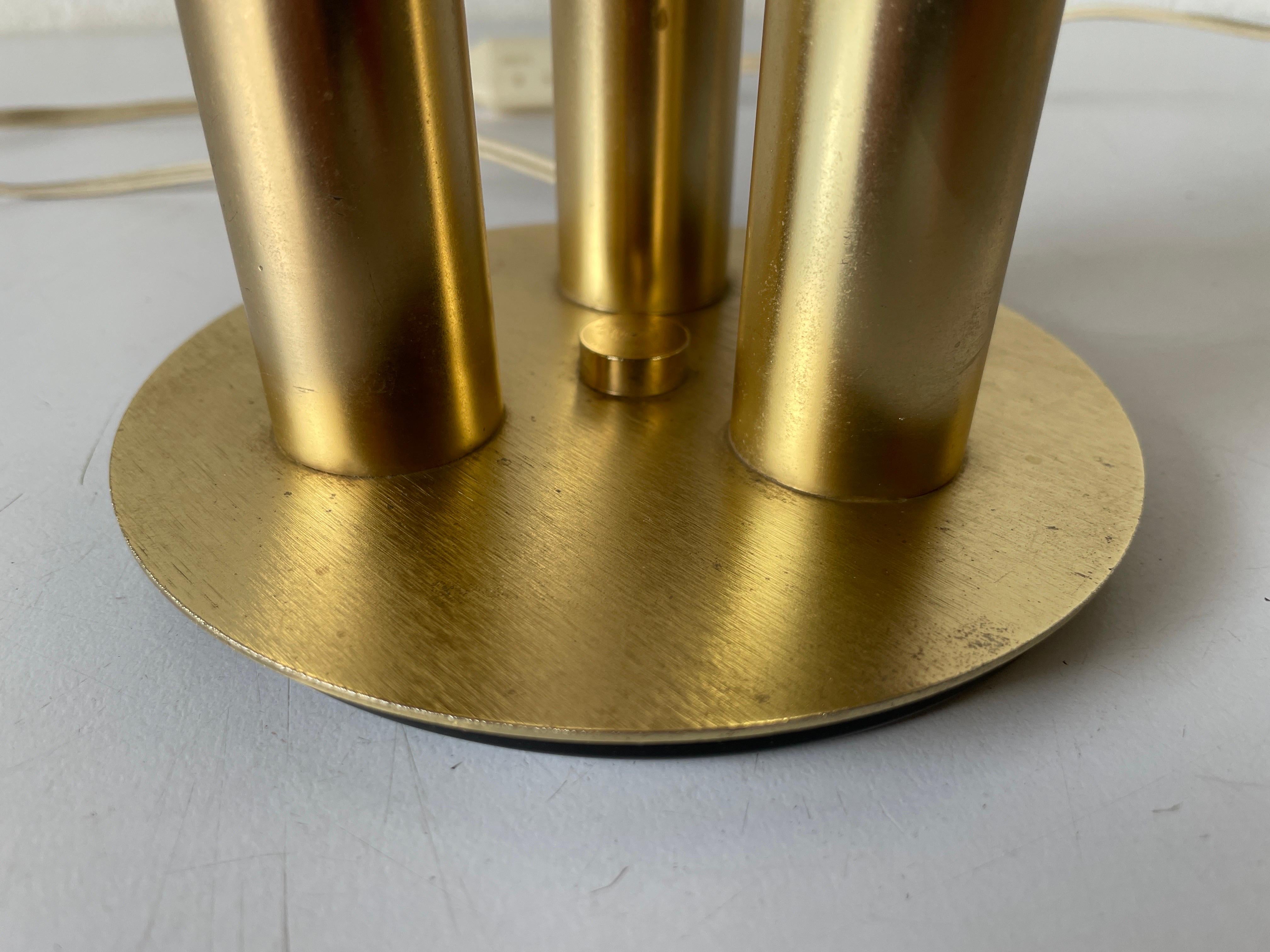 Brass 3 Cylinder Modernist Pair of Table Lamps, 1960s, Italy In Excellent Condition For Sale In Hagenbach, DE