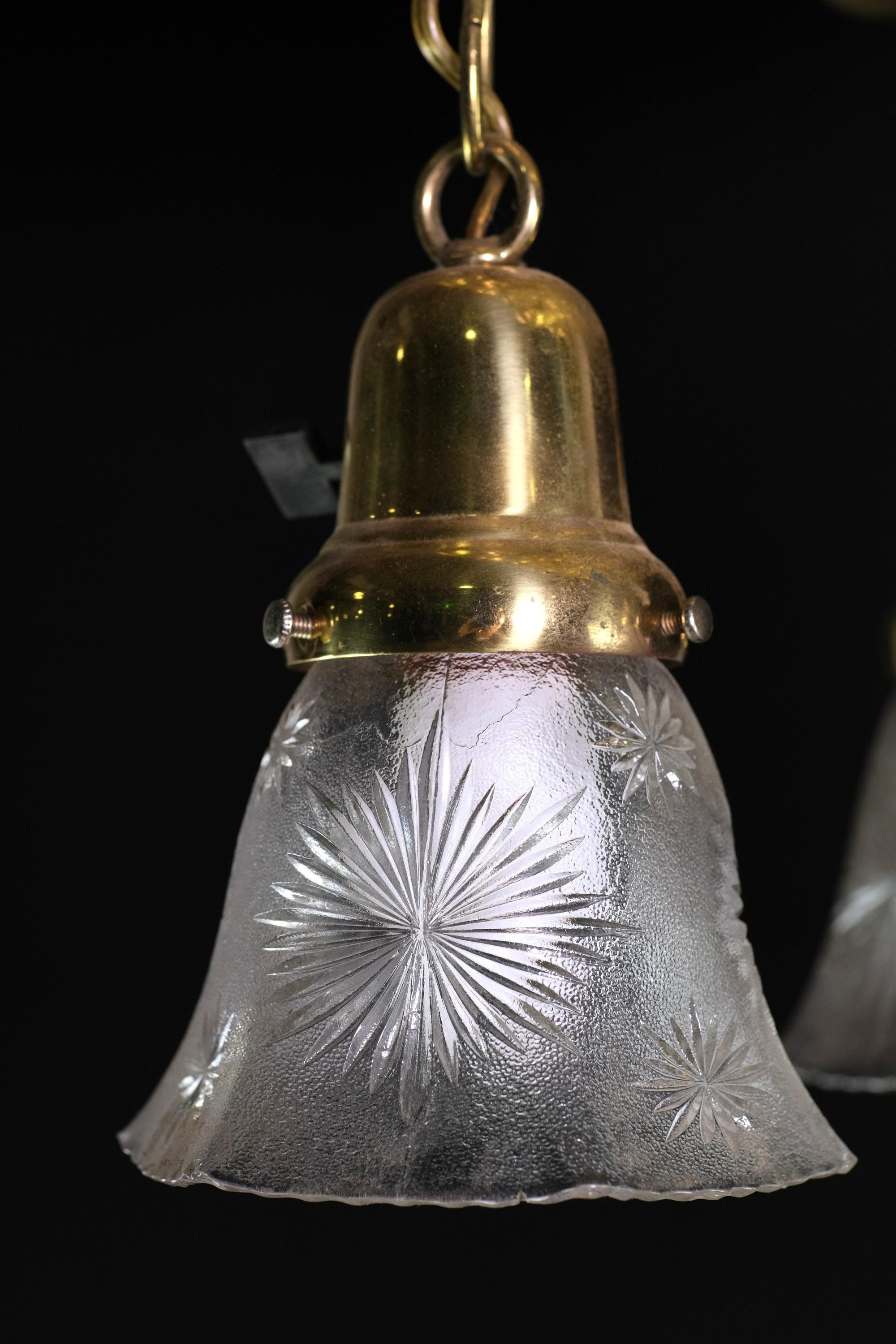 American Brass 3 Light Pan Pendant Flush Mount Glass Shades Stair Design