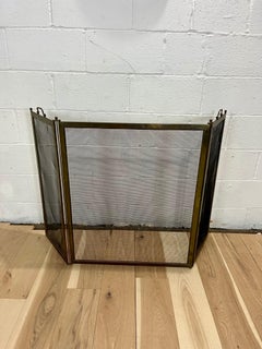Brass 3 Panel Folding Fire Screen Mesh Insert
