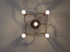 Brass 5 light flush mount, Leola, Germany, 1970's