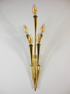 Brass 5 lights sconce by Oscar Torlasco for Lumi Milano, 1950s