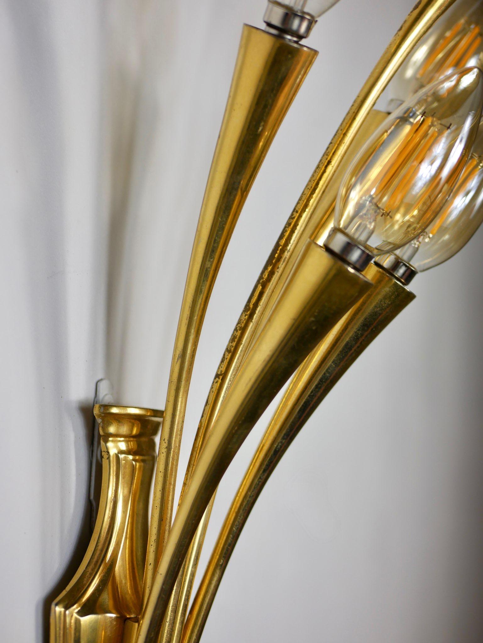 Brass 5 lights sconce by Oscar Torlasco for Lumi Milano, 1950s For Sale 3