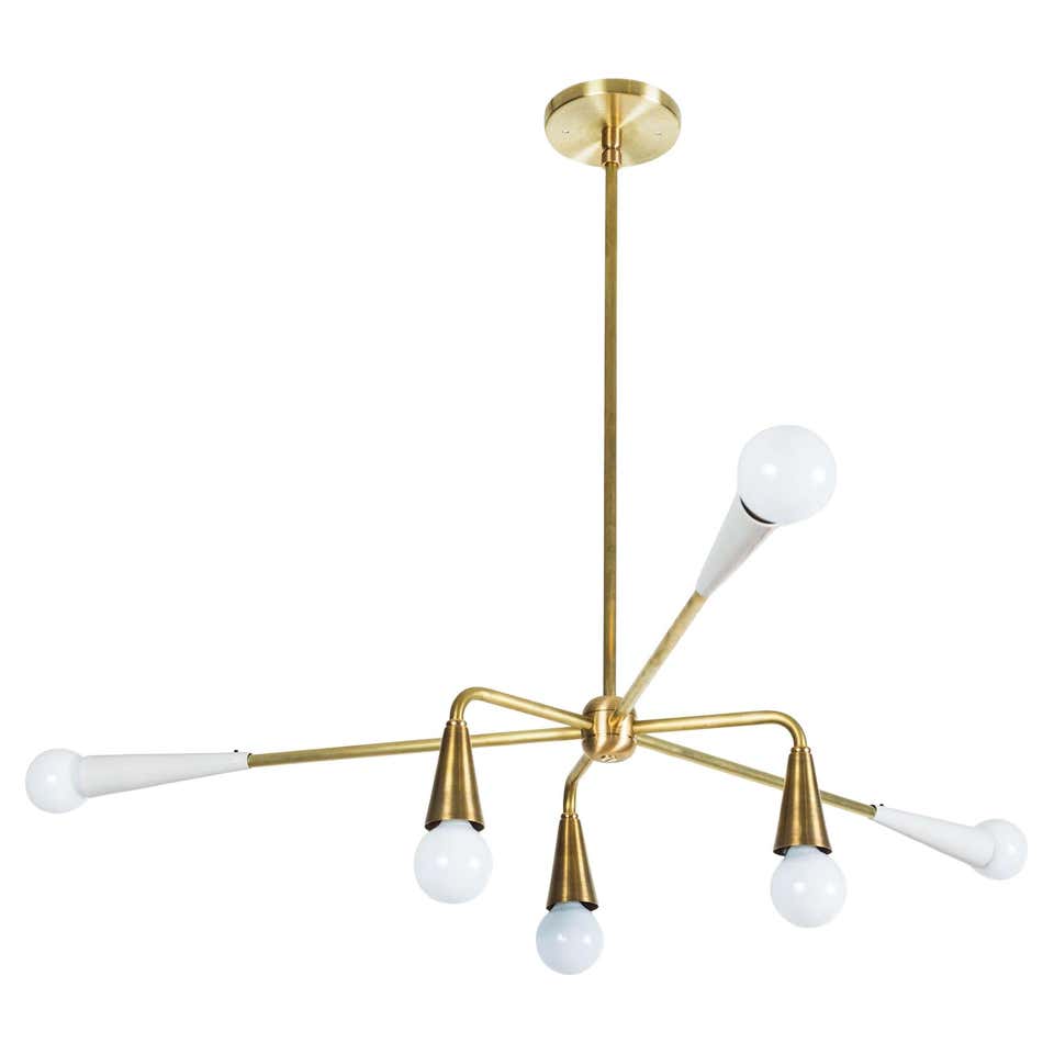 12 Globe American Brass Chandelier at 1stDibs