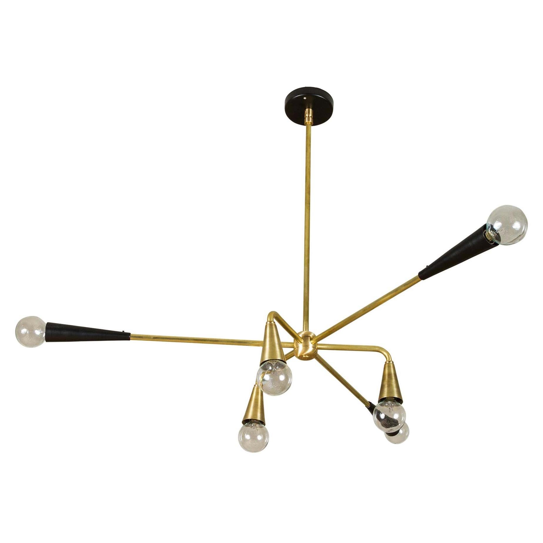 Brass 6-Globe Chandelier by Lawson-Fenning For Sale