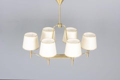 Brass 6-Light Chandelier from Atelier Petitot, France, 1940s