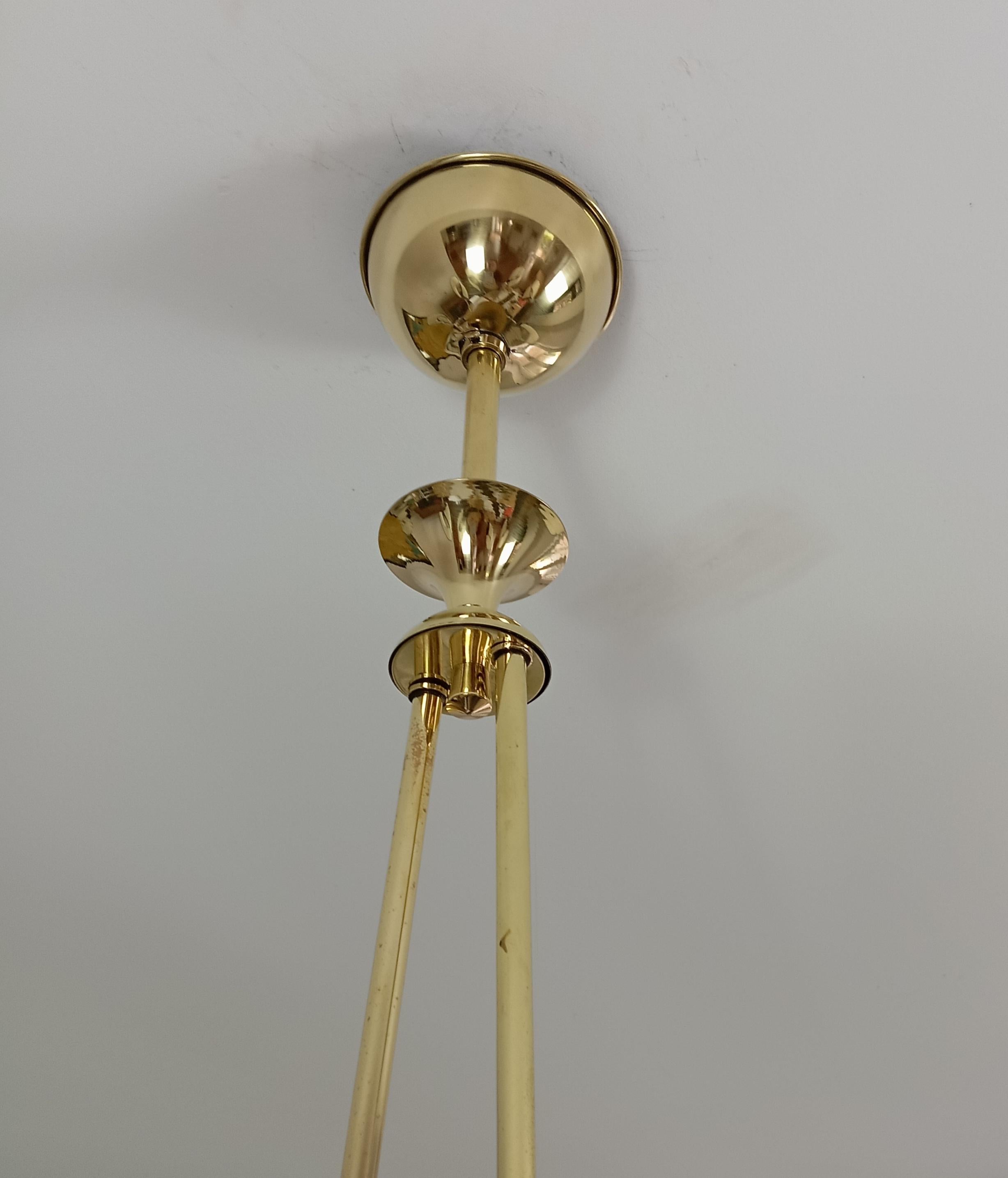 Brass 8-light chandelier, Maison Lunel circa 1950 3