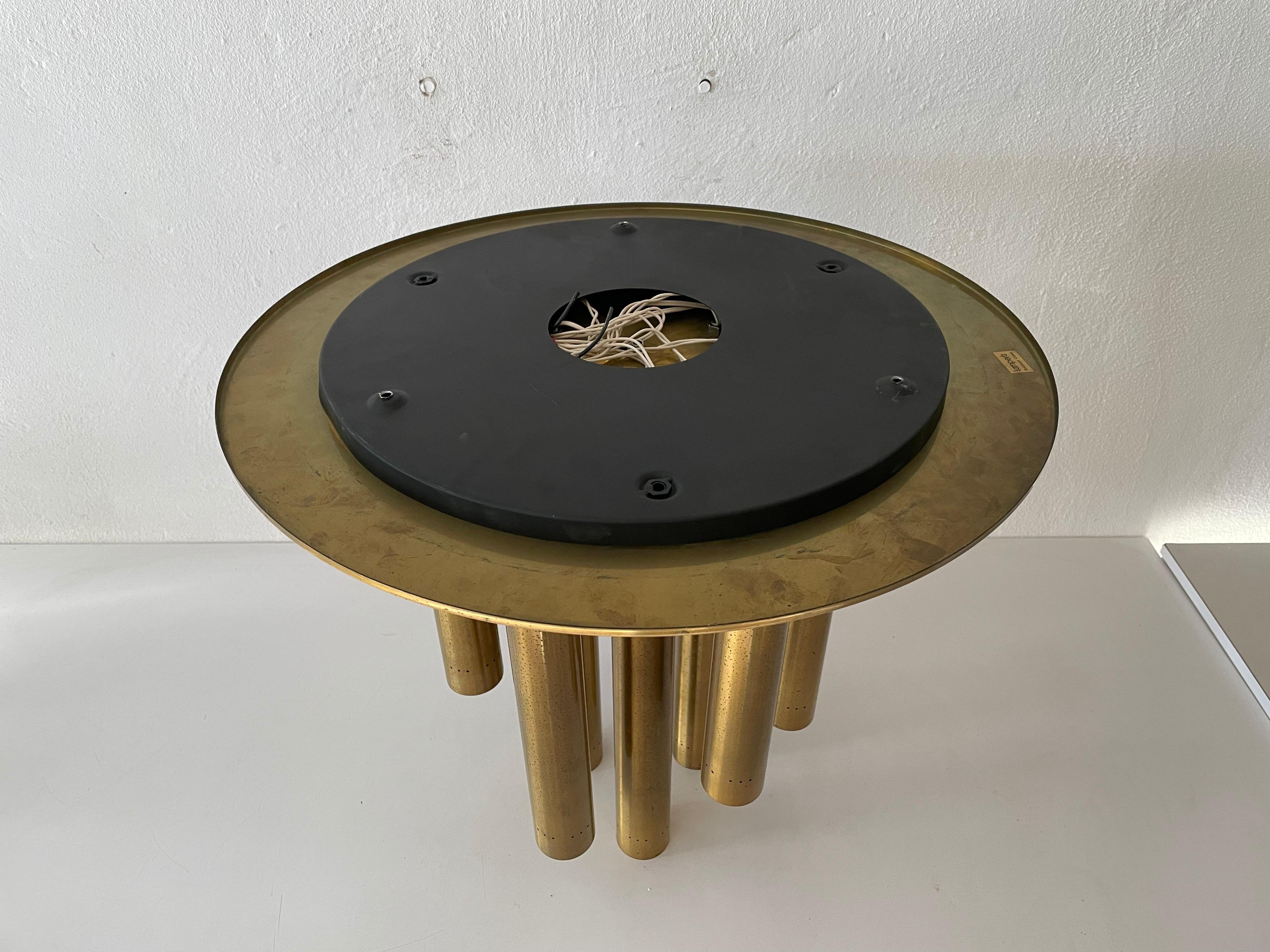 Brass 9 Cylinder Large Ceiling Lamp by Lamperti, Robbiate 'Como', 1960s, Italy For Sale 7