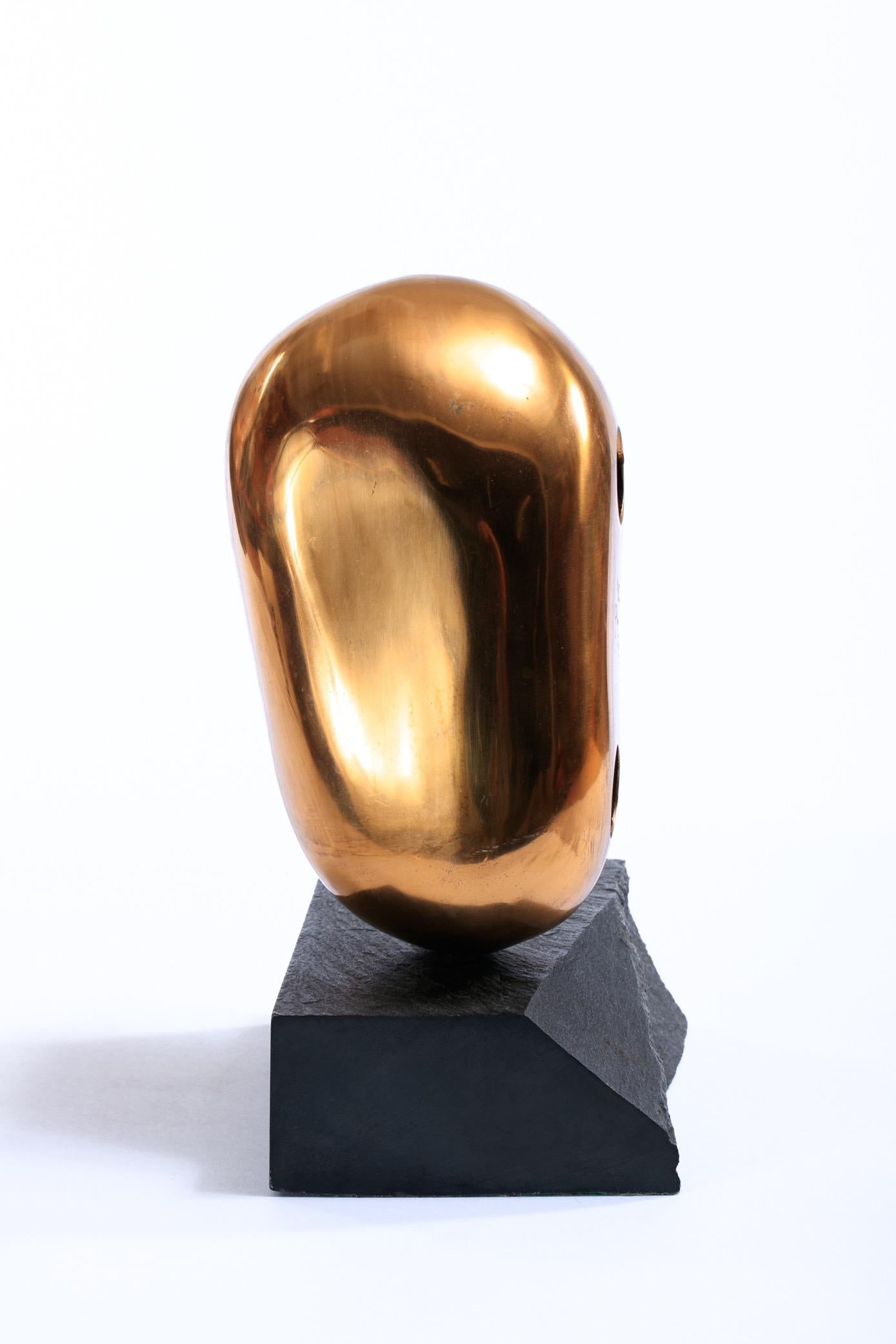 Modern Brass Abstract Head Table Top Sculpture, Signed Levin For Sale