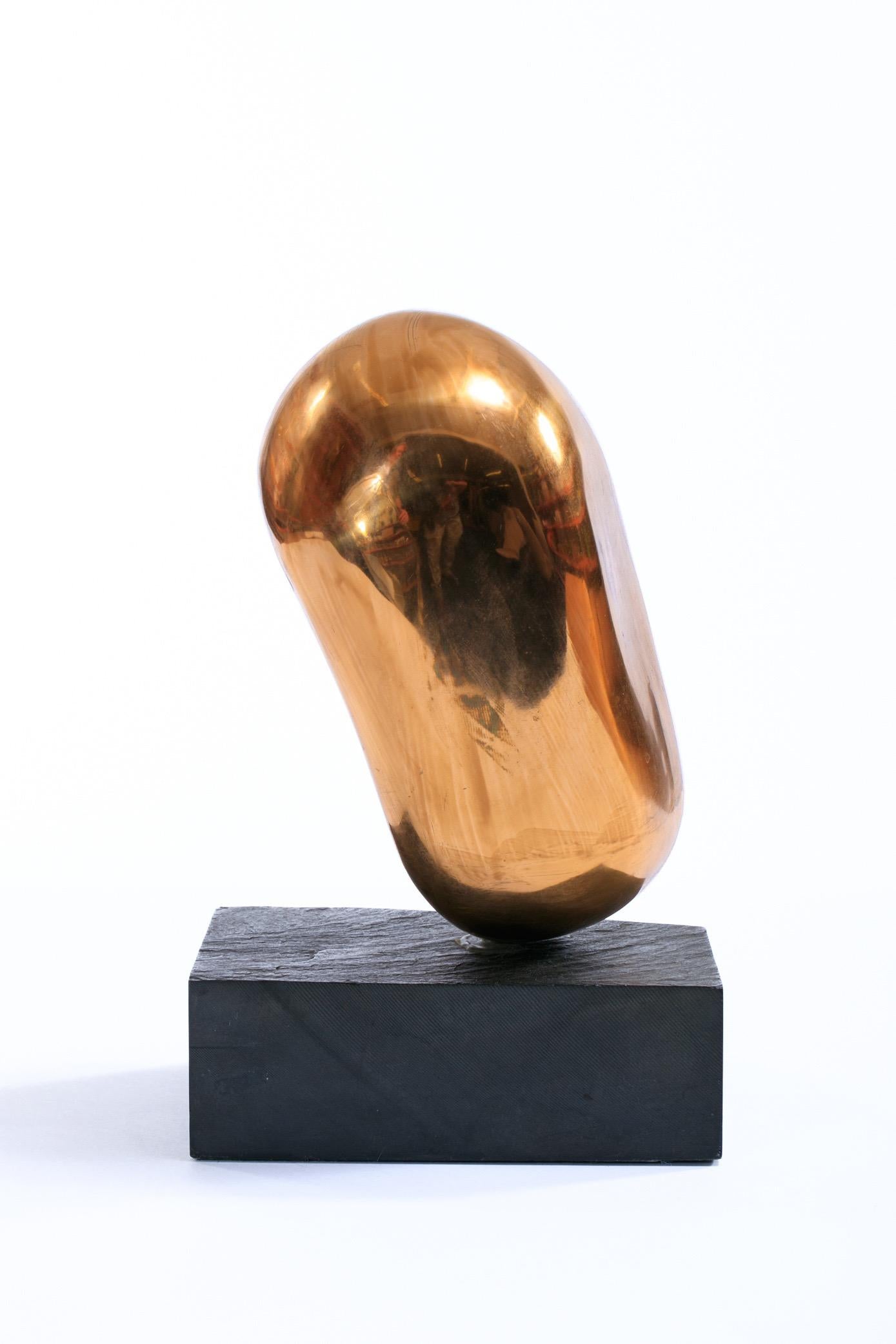 American Brass Abstract Head Table Top Sculpture, Signed Levin