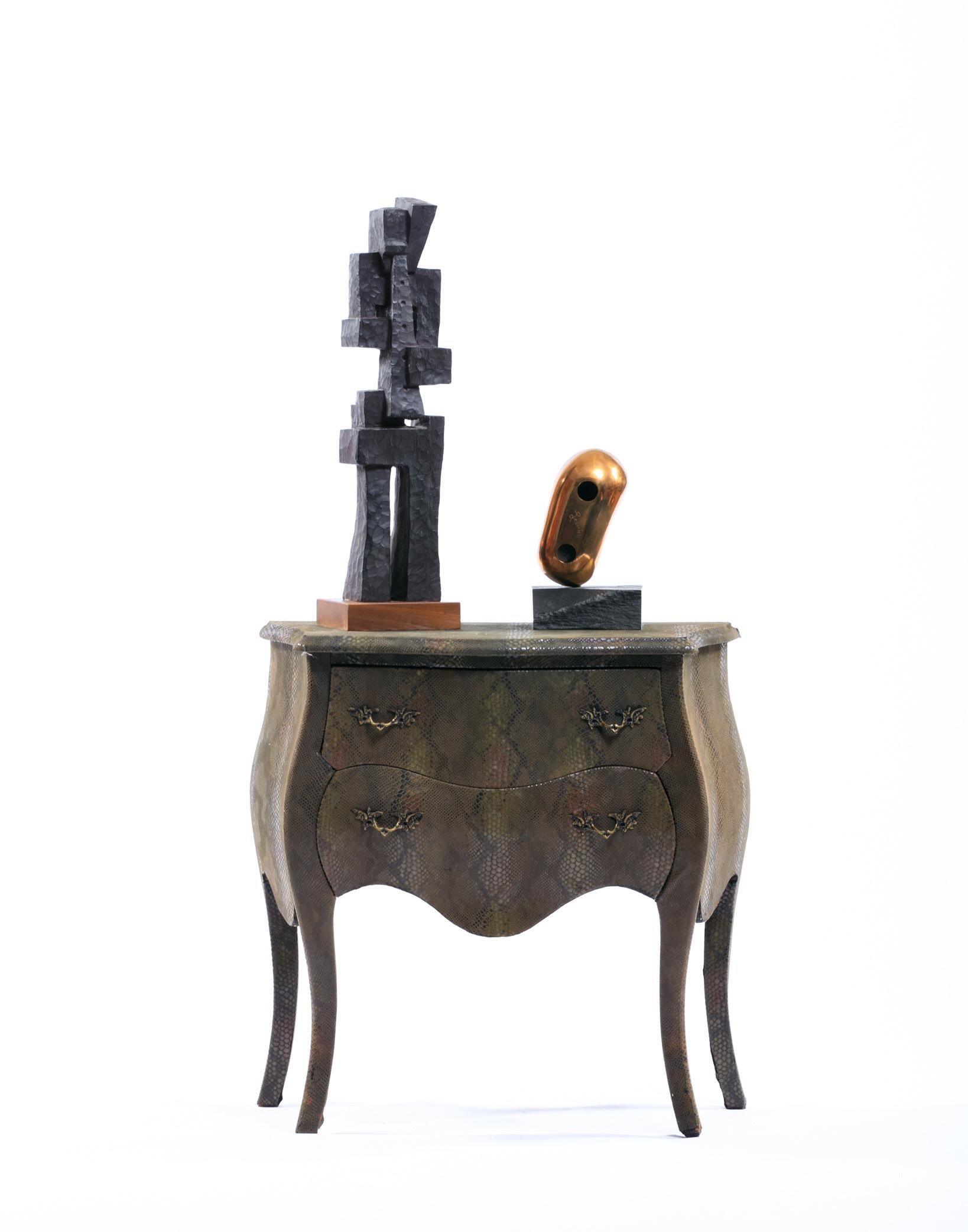 Brass Abstract Head Table Top Sculpture, Signed Levin 1