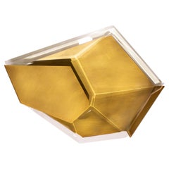 Decorazione da parete in cristallo con inserti in ottone - Eleganza del design geometrico