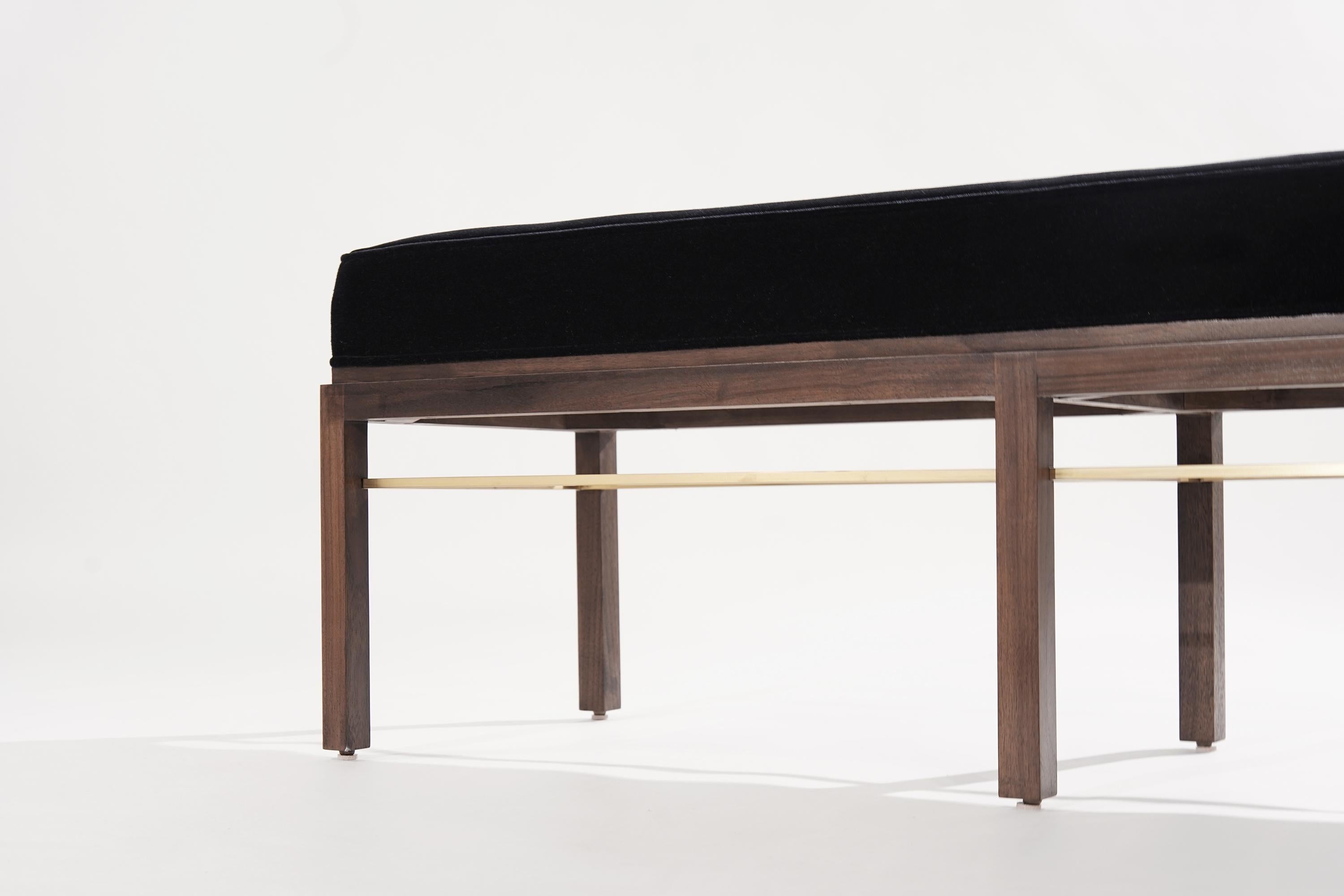 Brass-Accented Edward Wormley for Dunbar Bench in Mohair, 1950s 7