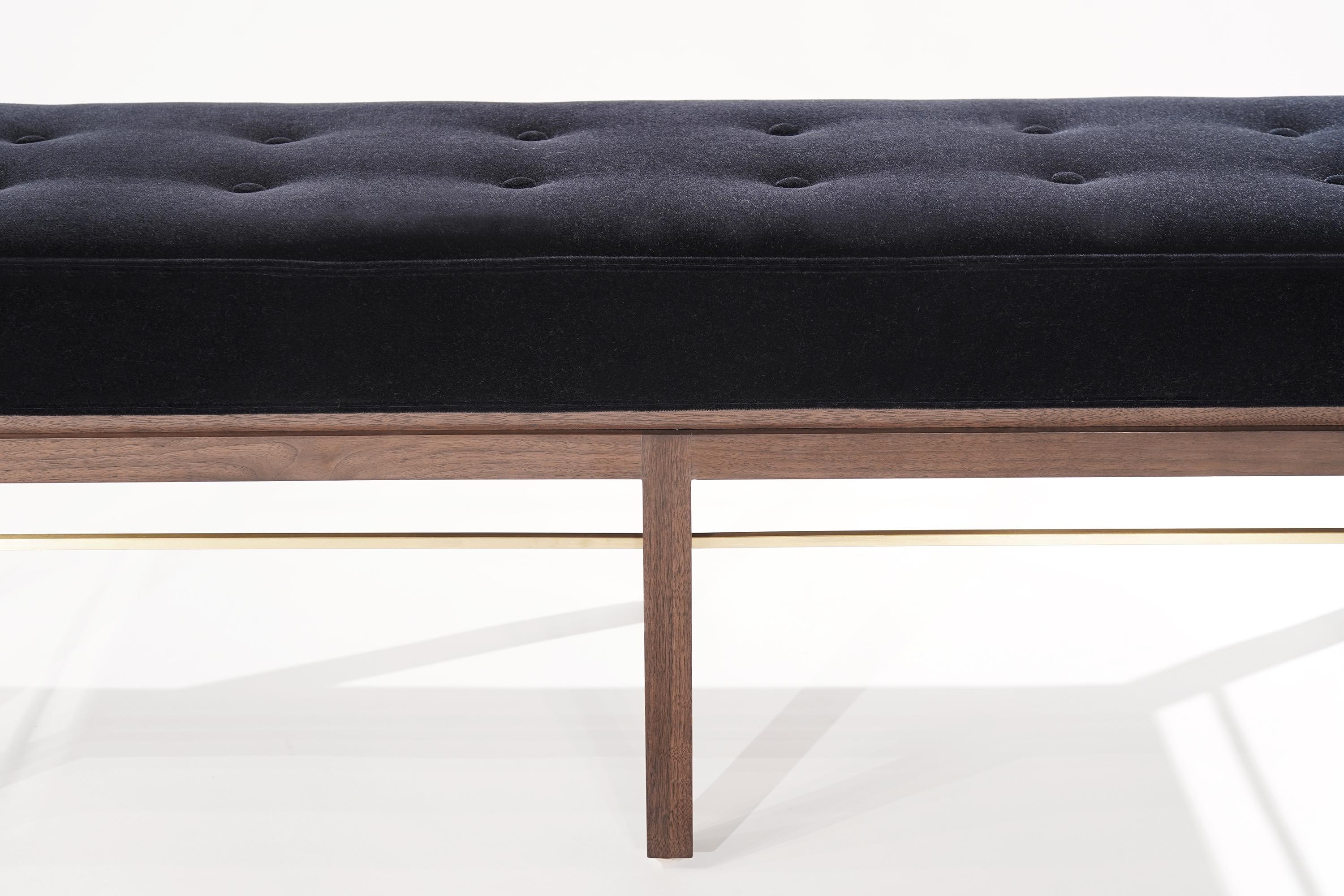 Brass-Accented Edward Wormley for Dunbar Bench in Mohair, 1950s 9