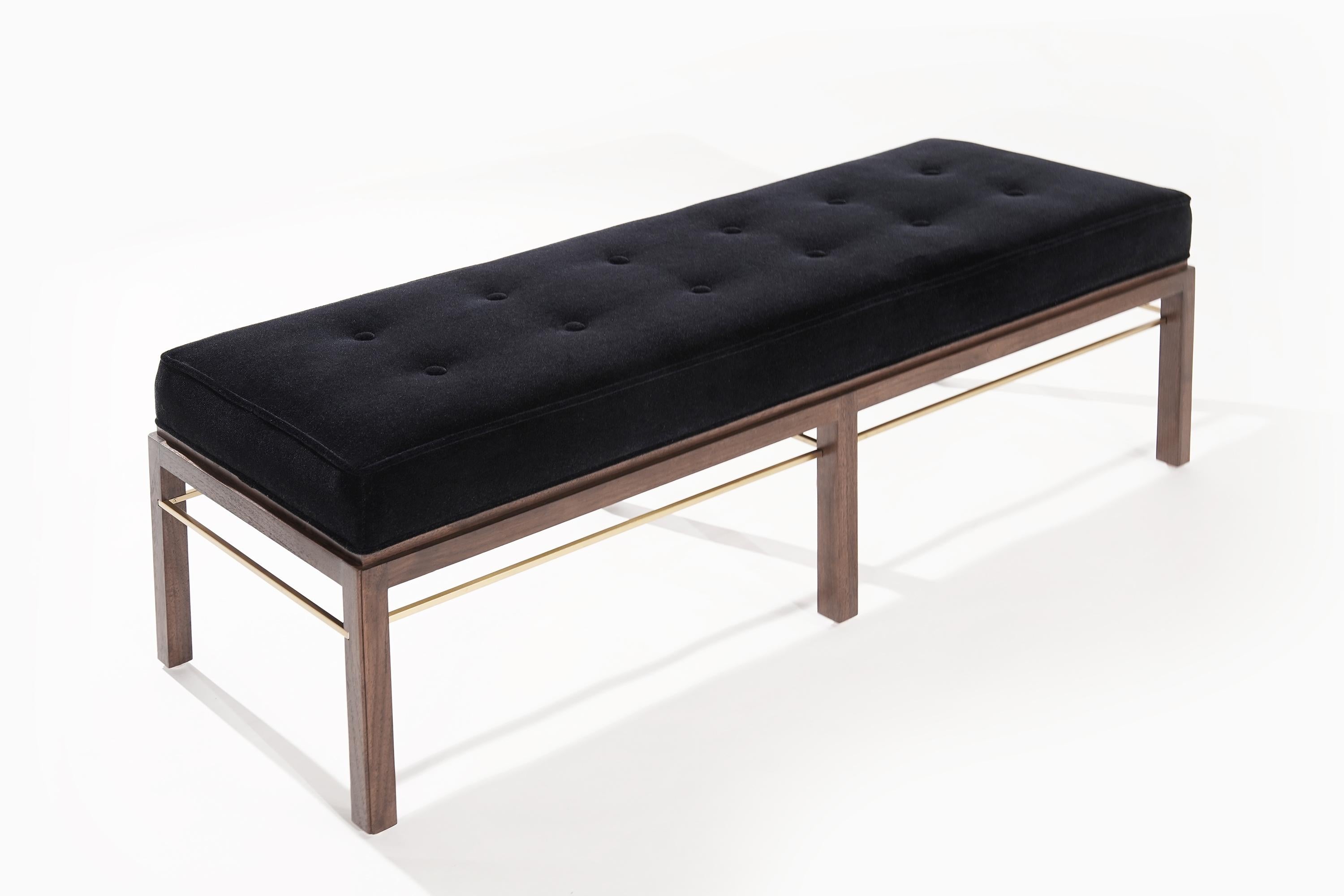 Brass-Accented Edward Wormley for Dunbar Bench in Mohair, 1950s 1
