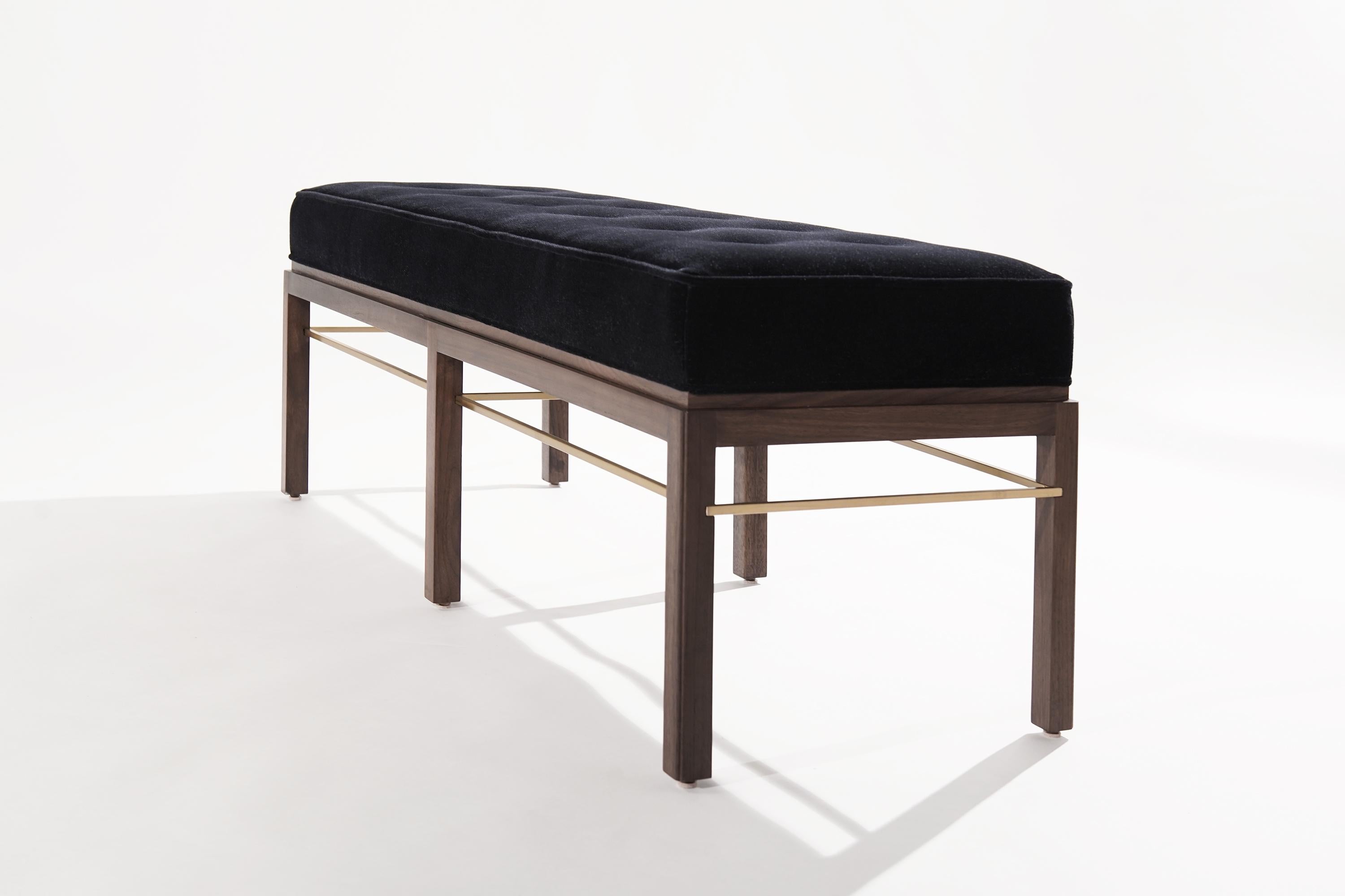 Brass-Accented Edward Wormley for Dunbar Bench in Mohair, 1950s 2