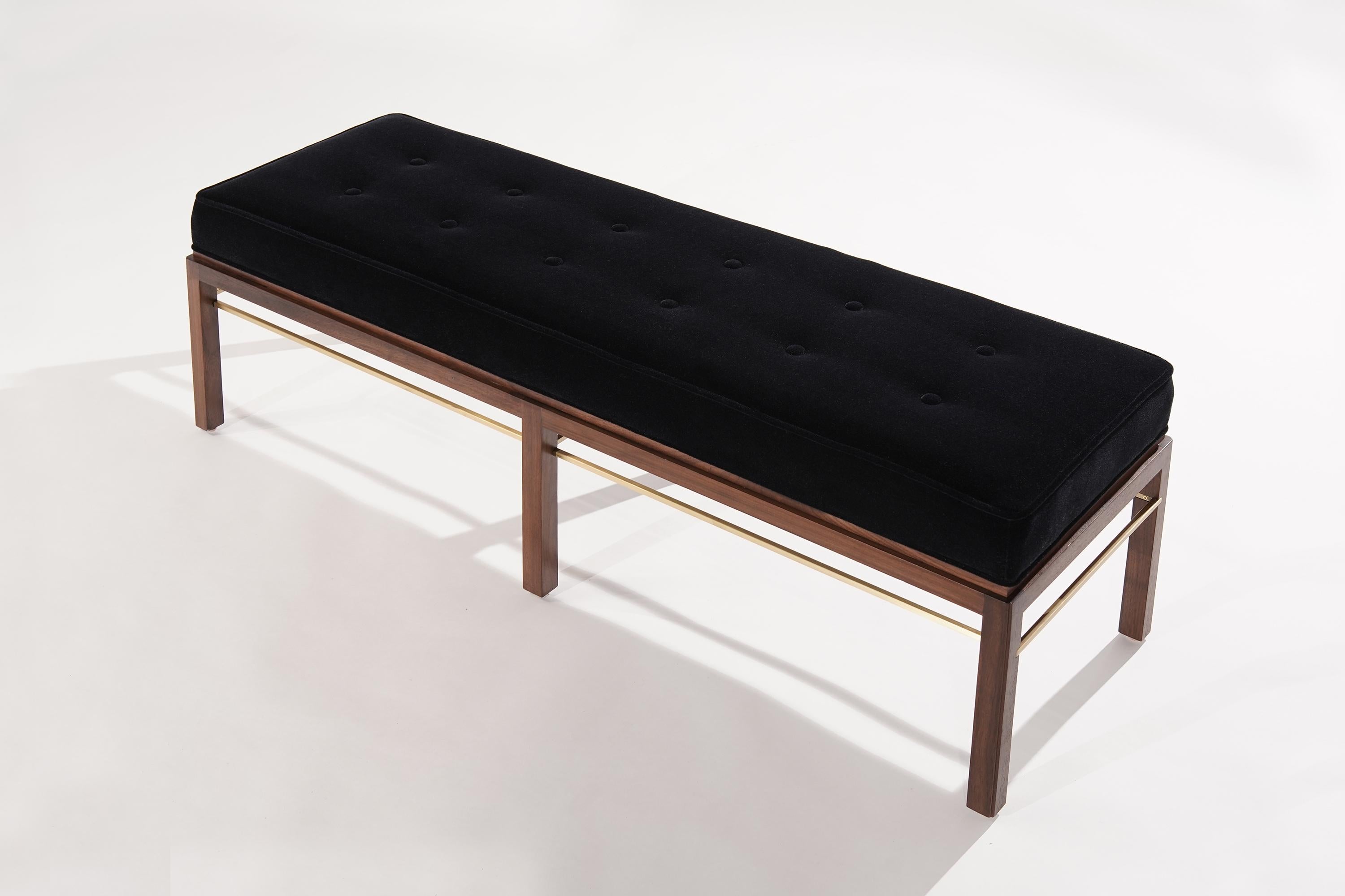 Brass-Accented Edward Wormley for Dunbar Bench in Mohair, 1950s 3