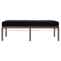 Brass-Accented Edward Wormley for Dunbar Bench in Mohair, 1950s