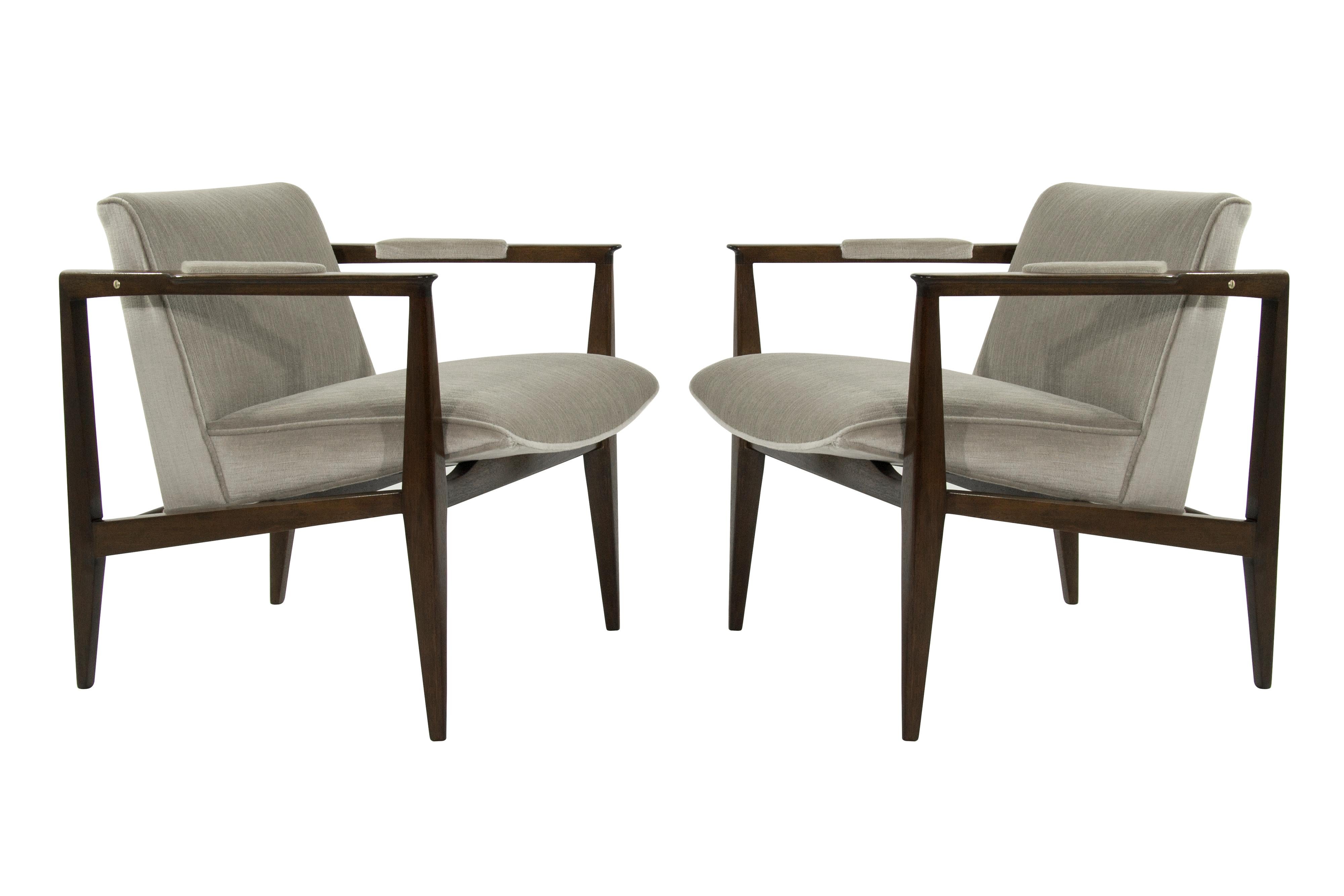 Brass Accented Edward Wormley for Dunbar Lounge Chairs 7
