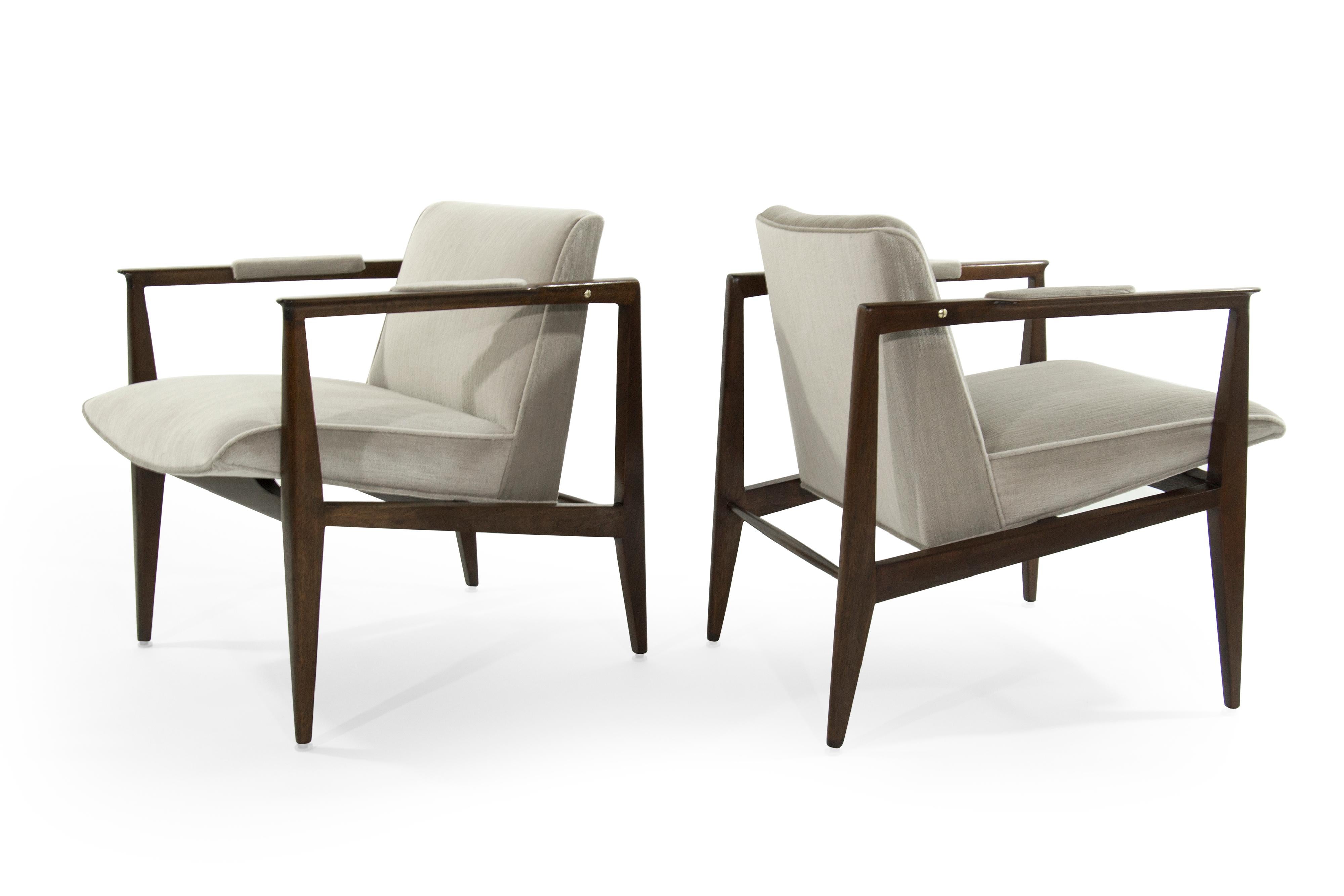 American Brass Accented Edward Wormley for Dunbar Lounge Chairs