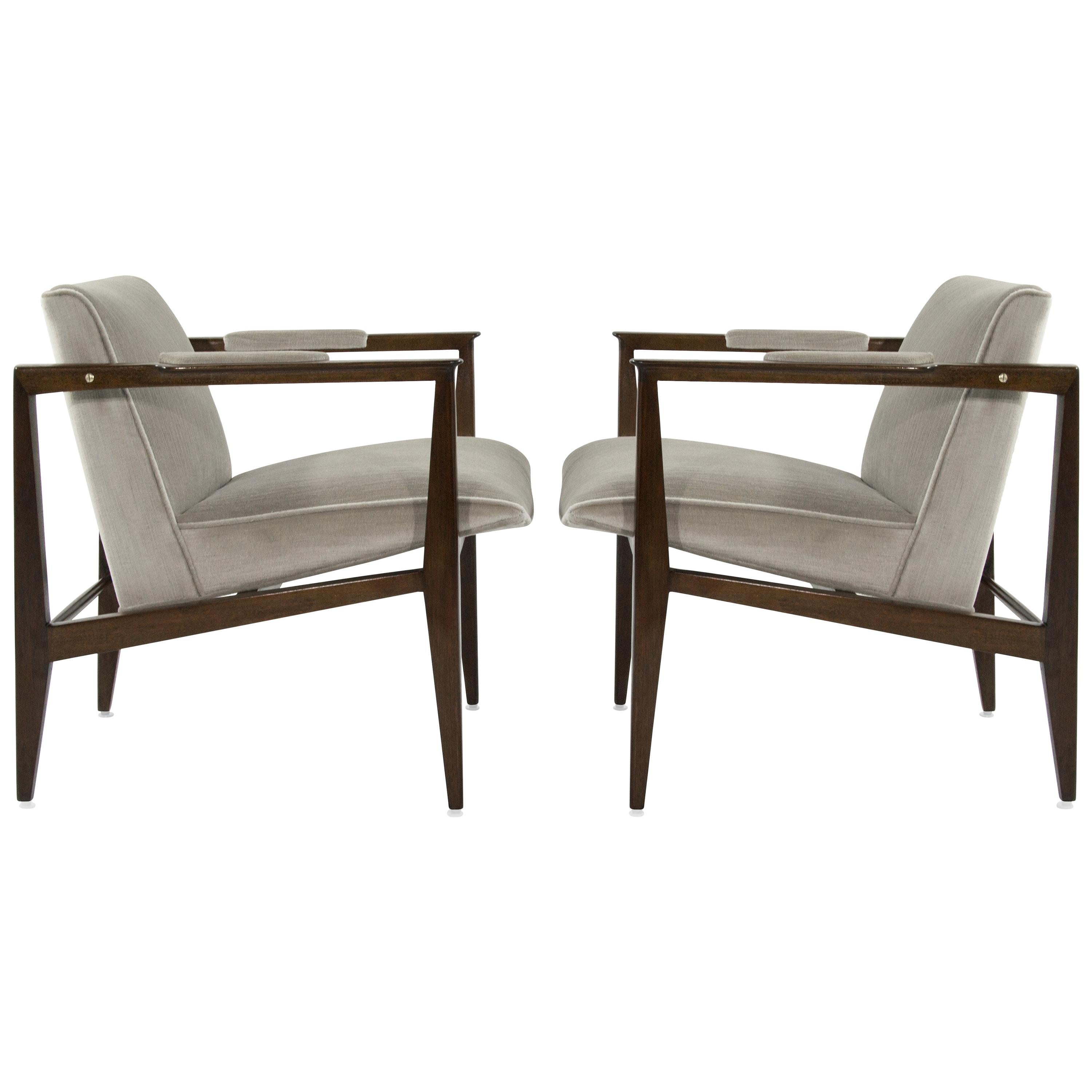 Brass Accented Edward Wormley for Dunbar Lounge Chairs