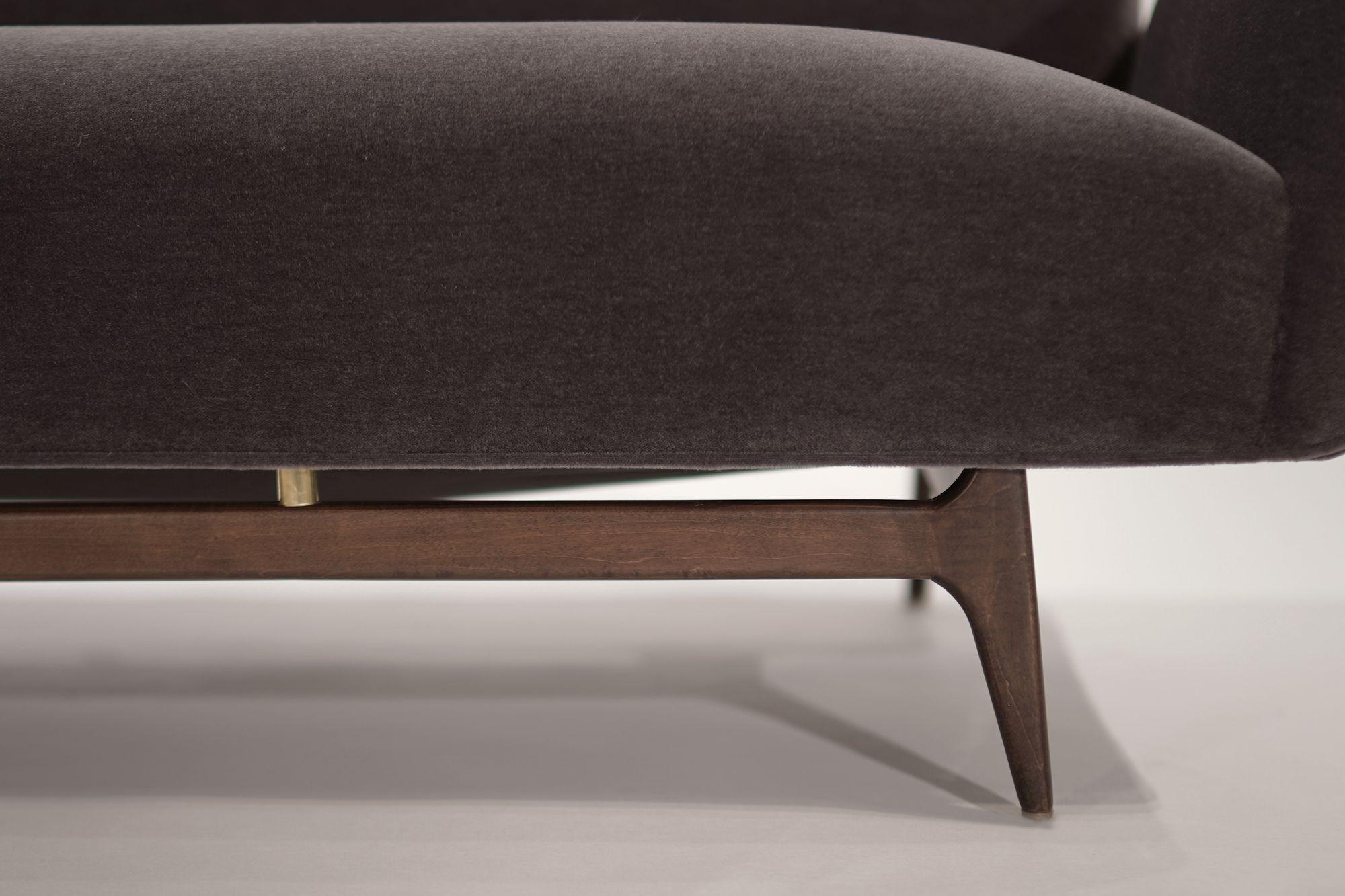 Brass-Accented Scandinavian Modern Sofa in Mohair, C. 1950s 3