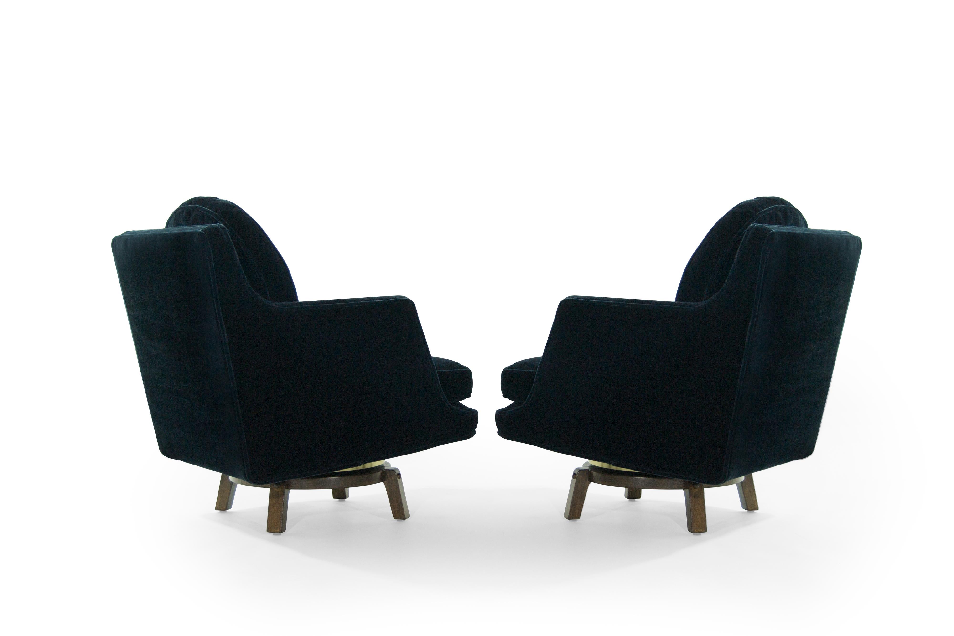 American Brass Accented Swivel Chairs by Edward Wormley for Dunbar, 1950s