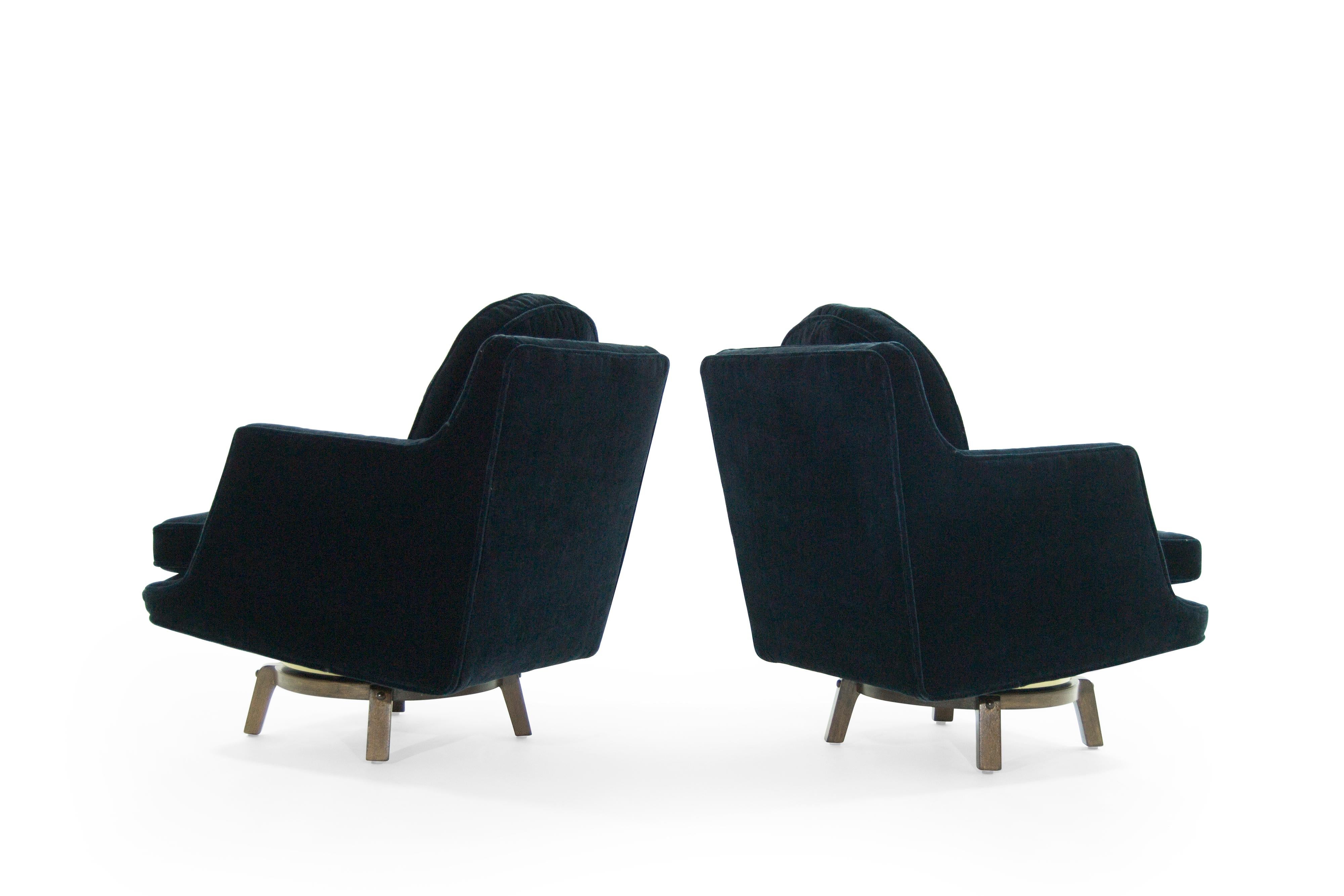 20th Century Brass Accented Swivel Chairs by Edward Wormley for Dunbar, 1950s