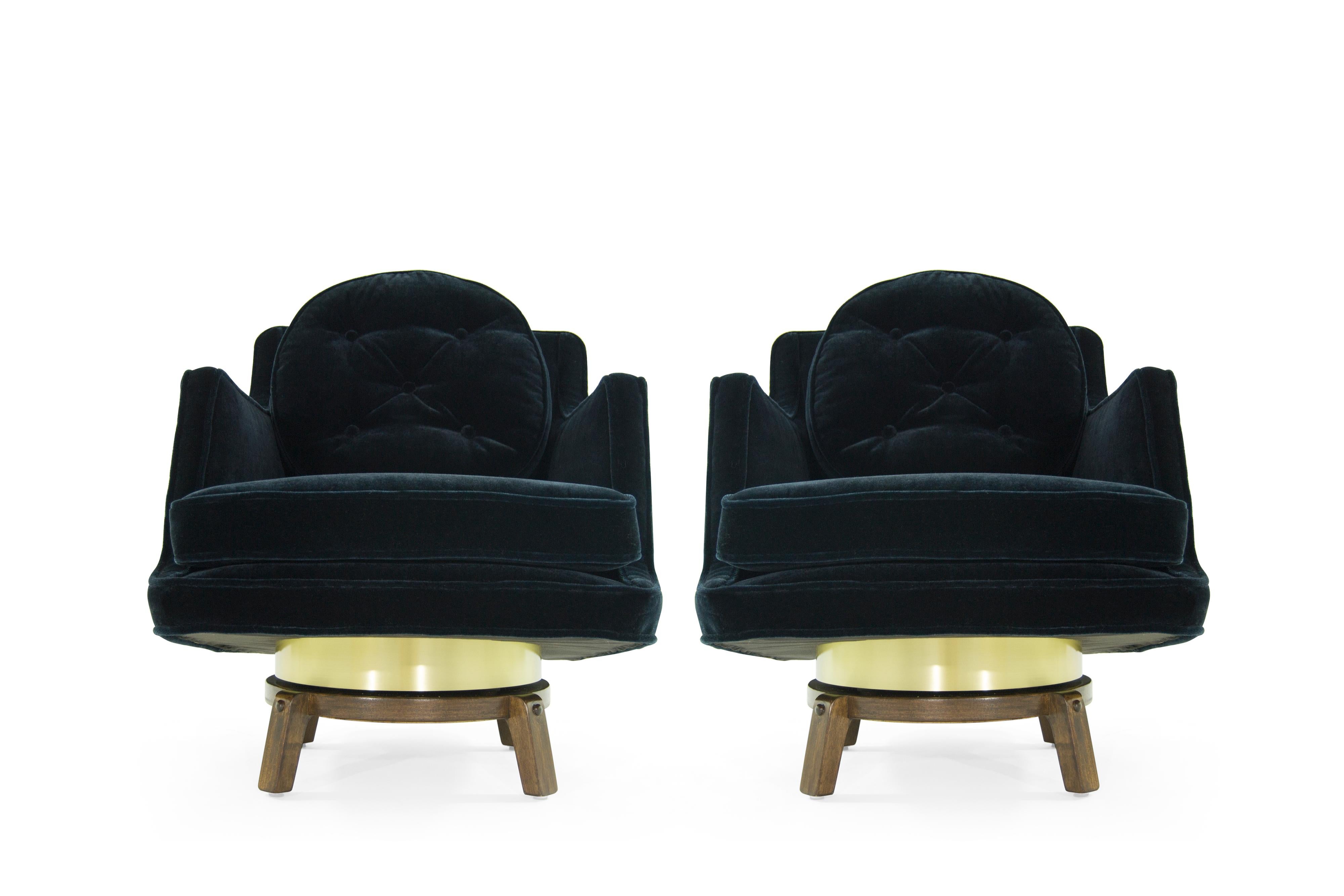 Brass Accented Swivel Chairs by Edward Wormley for Dunbar, 1950s 1