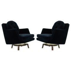 Brass Accented Swivel Chairs by Edward Wormley for Dunbar, 1950s