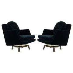 Brass Accented Swivel Chairs by Edward Wormley for Dunbar, 1950s