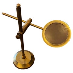 Vintage Gold Brass Adjustable Desktop Magnifier Accessories 20th Century Glass